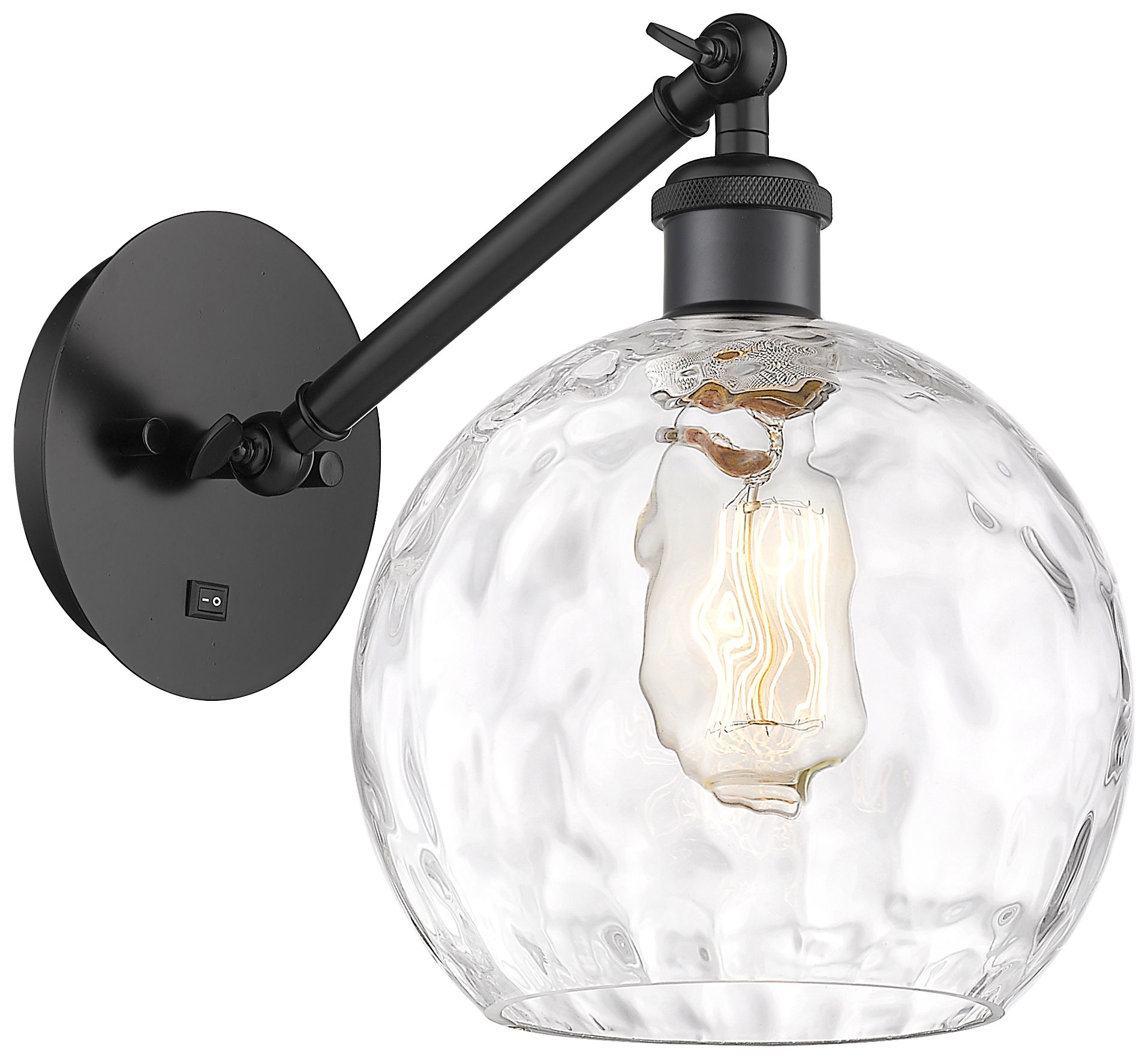 Ballston Athens Water Glass 8" LED Sconce - Black Finish - Clear Shade