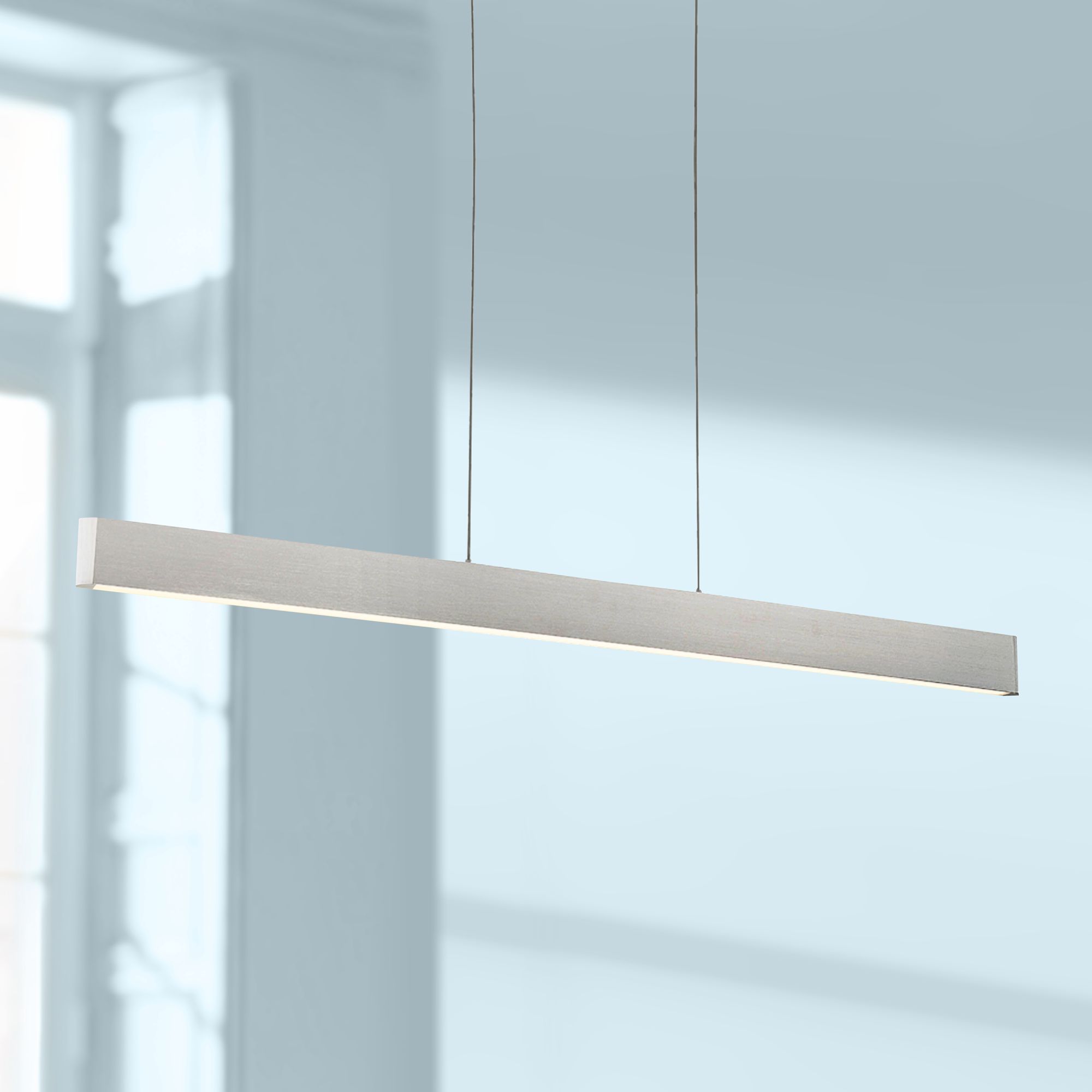 dweLED Volo 54" Wide Brushed Aluminum LED Linear Pendant