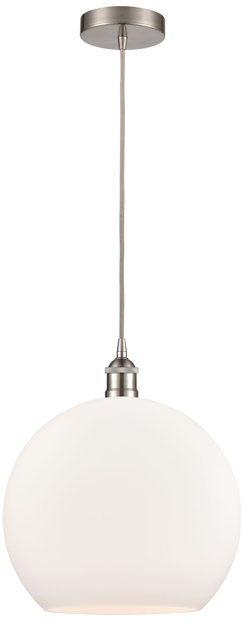 Athens 14" Brushed Satin Nickel Pendant w/ Matte White Shade