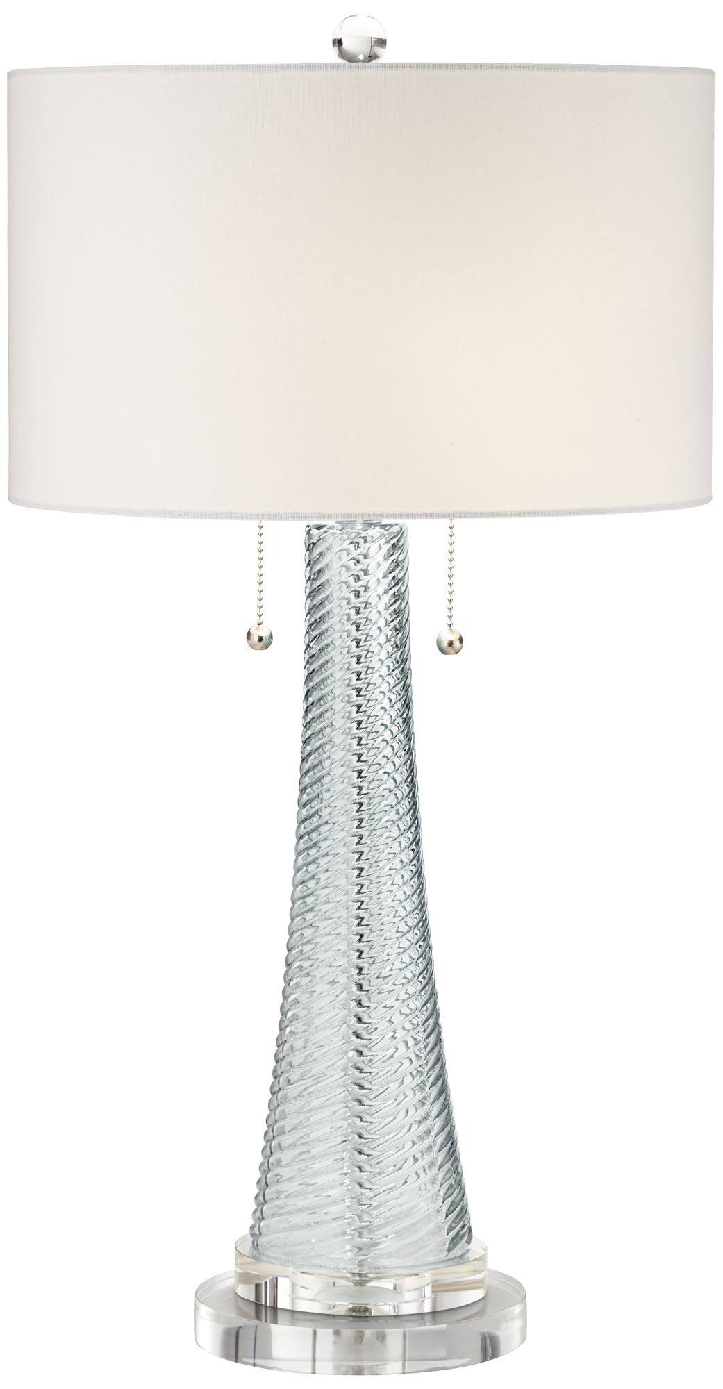 Possini Euro Miriam Aqua Glass Table Lamp With 7" Wide Round Riser