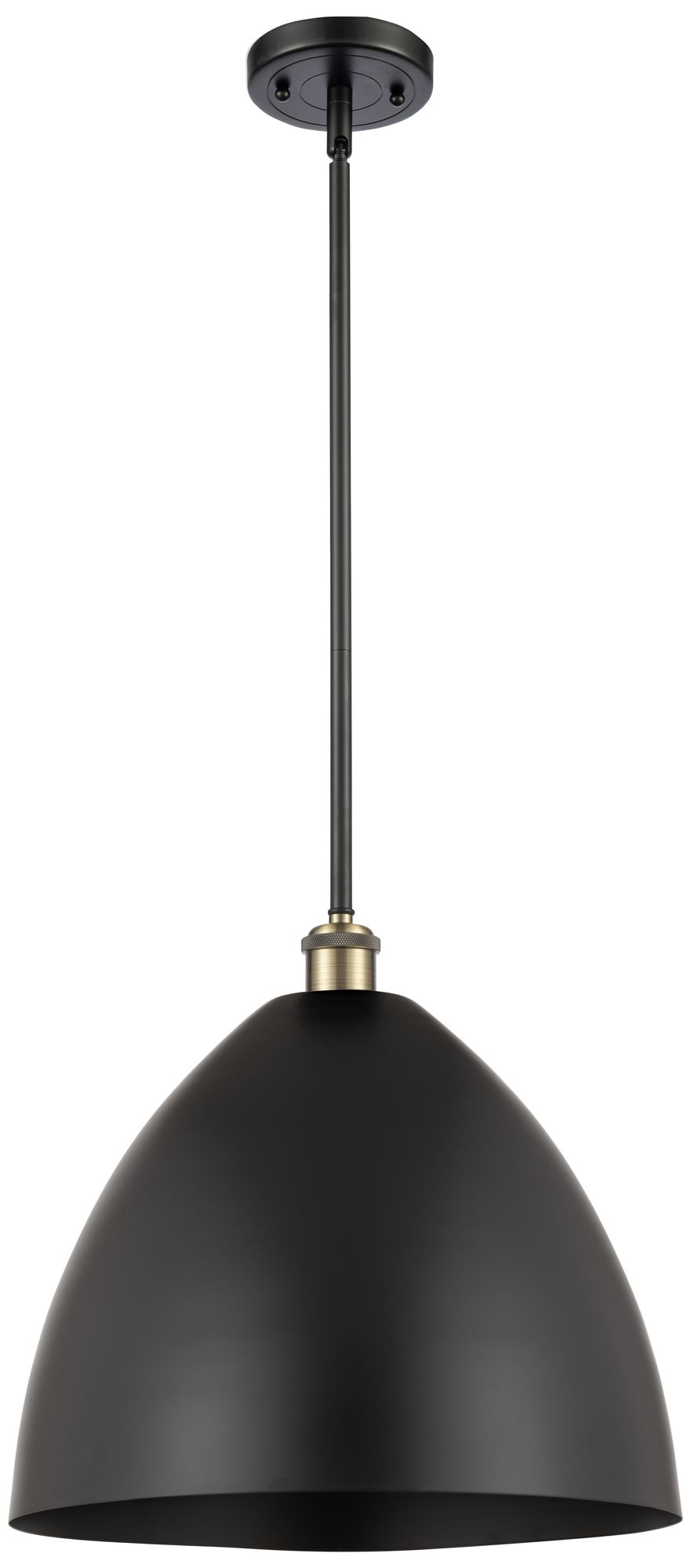 Metal Bristol 16" Wide Black Brass Stem Hung Pendant w/ Matte Black Sh