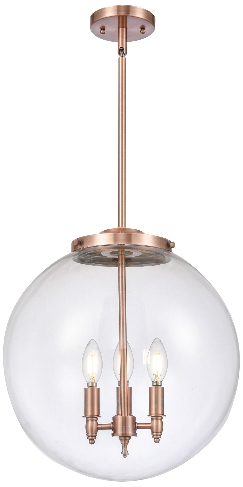 Beacon 17" 3 Light Copper LED Pendant w/ Clear Shade