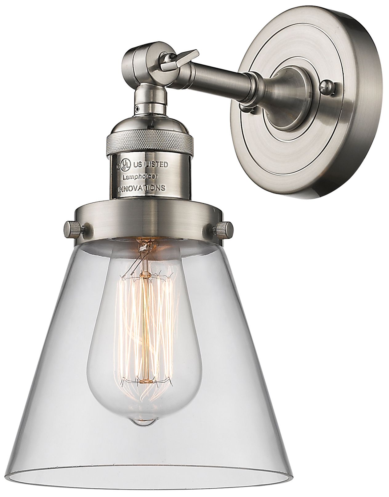 Franklin Restoration Cone 6" LED Sconce - Nickel Finish - Clear Shade