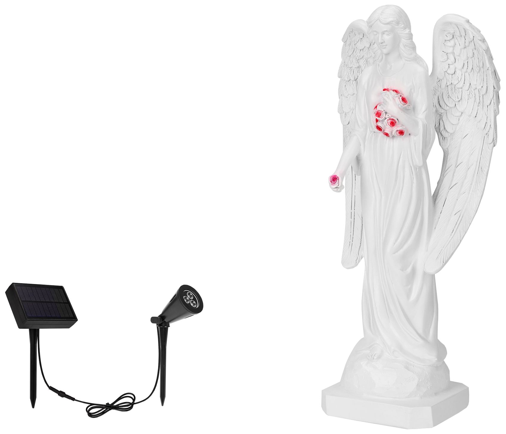 Guardian Angel Closed Wings 15"H Statue with LED Spotlight