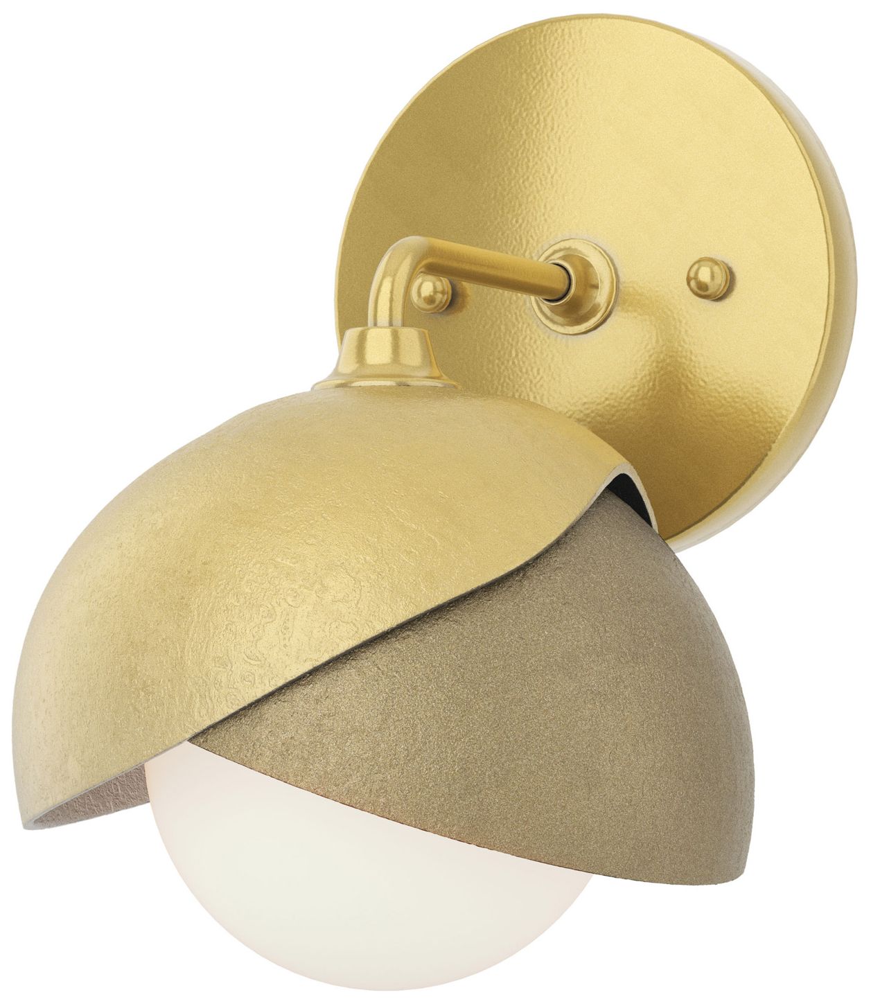 Brooklyn 1-Light Double Shade Sconce - Modern Brass - Gold - Opal Glass