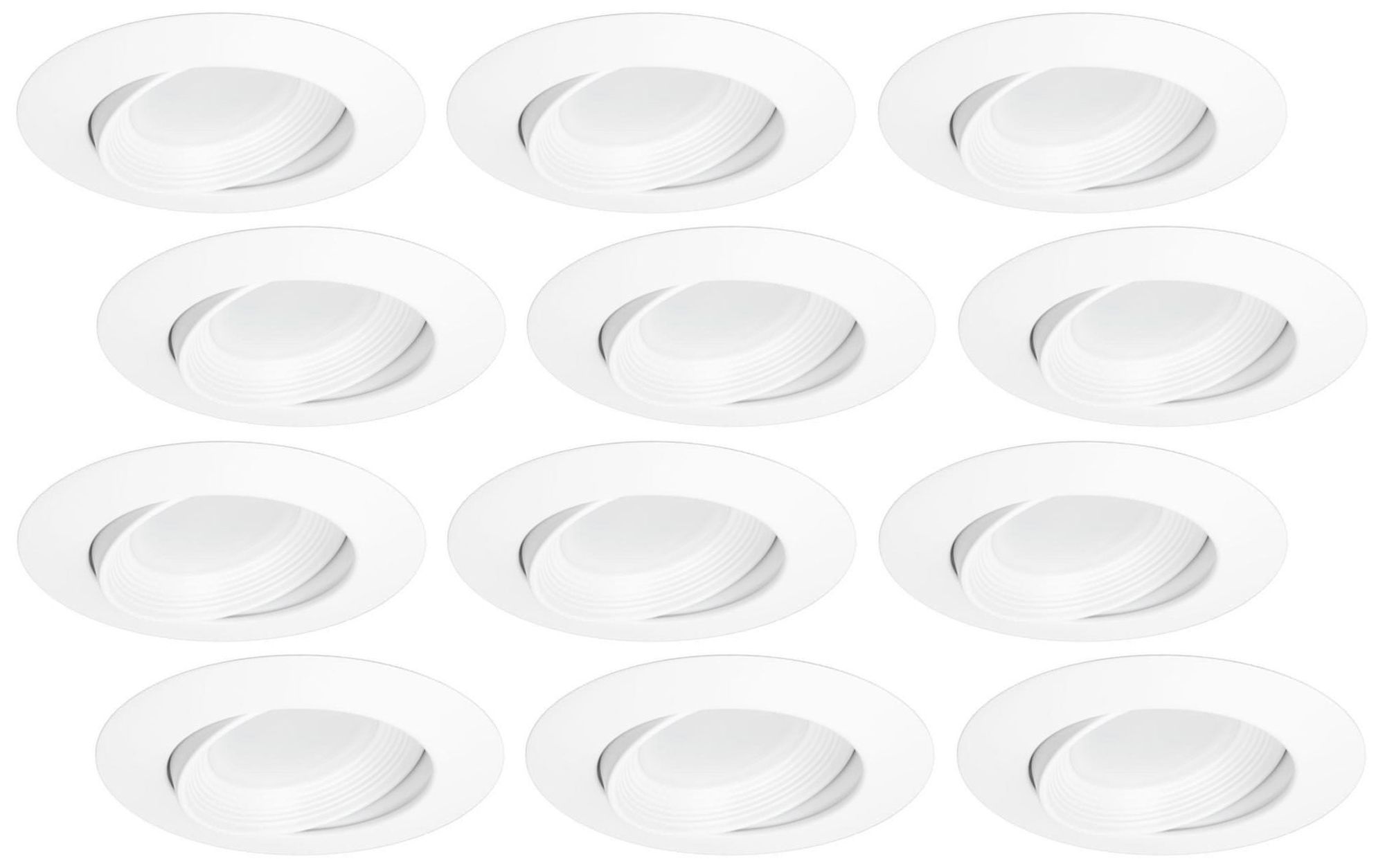 60W Equivalent White Finish Swivel Lens LED Recessed Lights - Set of 12
