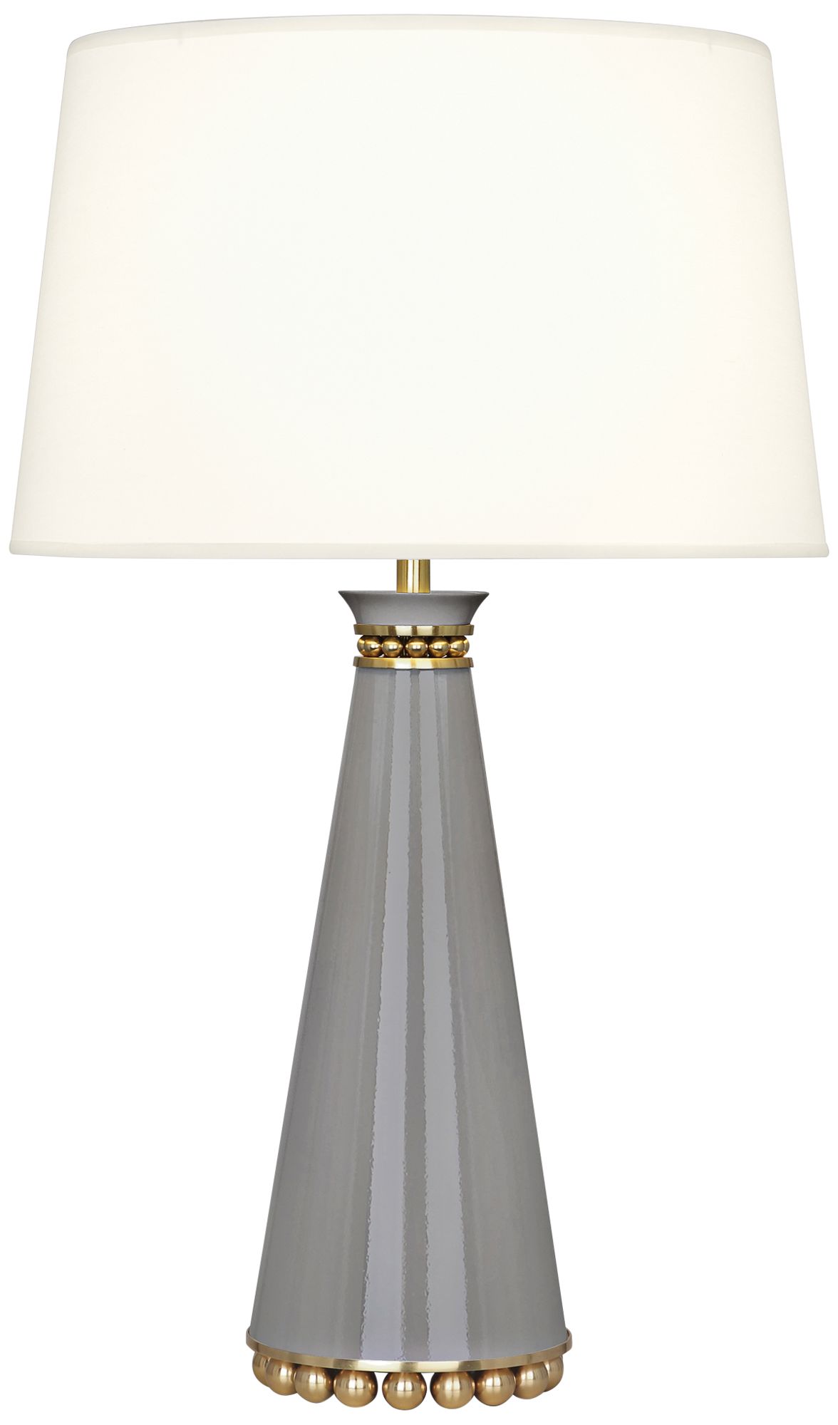 Pearl Smokey Taupe and Brass Table Lamp with Fondine Shade