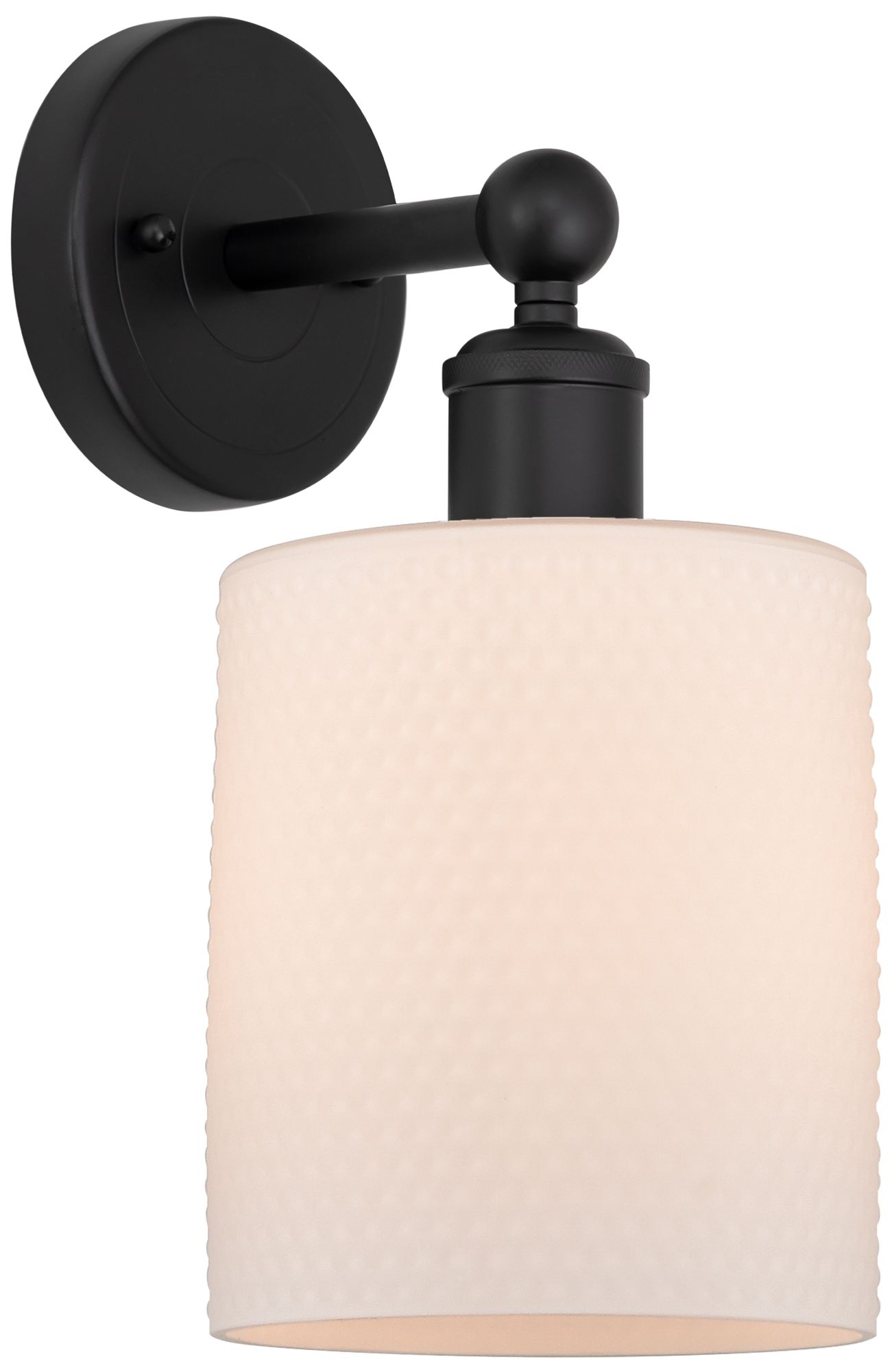 Edison Cobbleskill 5" Matte Black Sconce w/ Matte White Shade