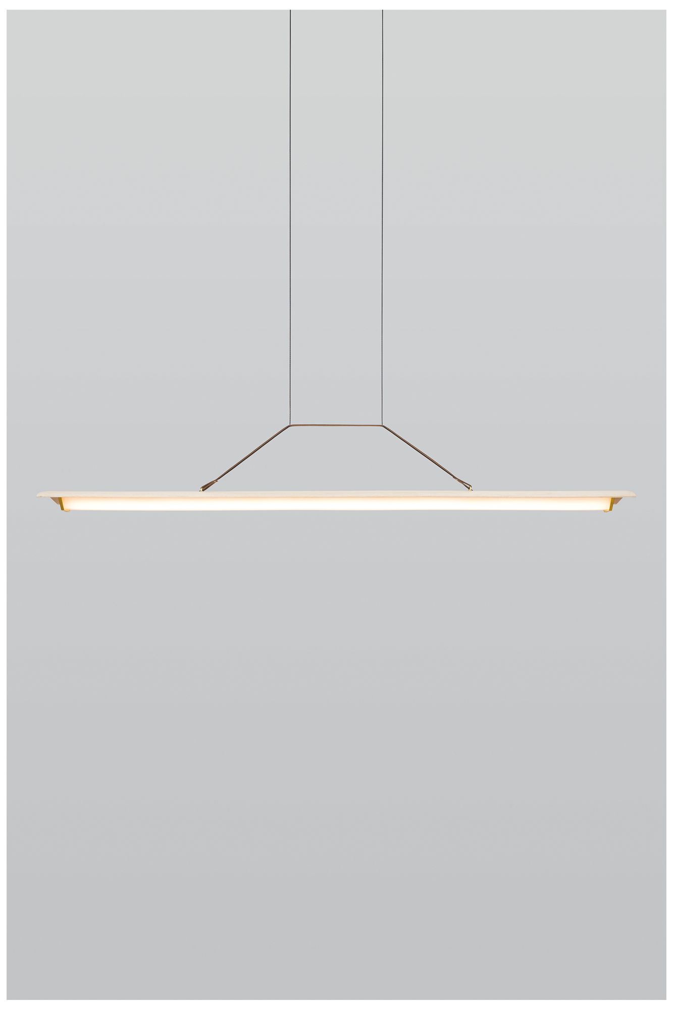 Penna 64.5" Brushed Brass & White Washed Oak 3500K LED Pendant