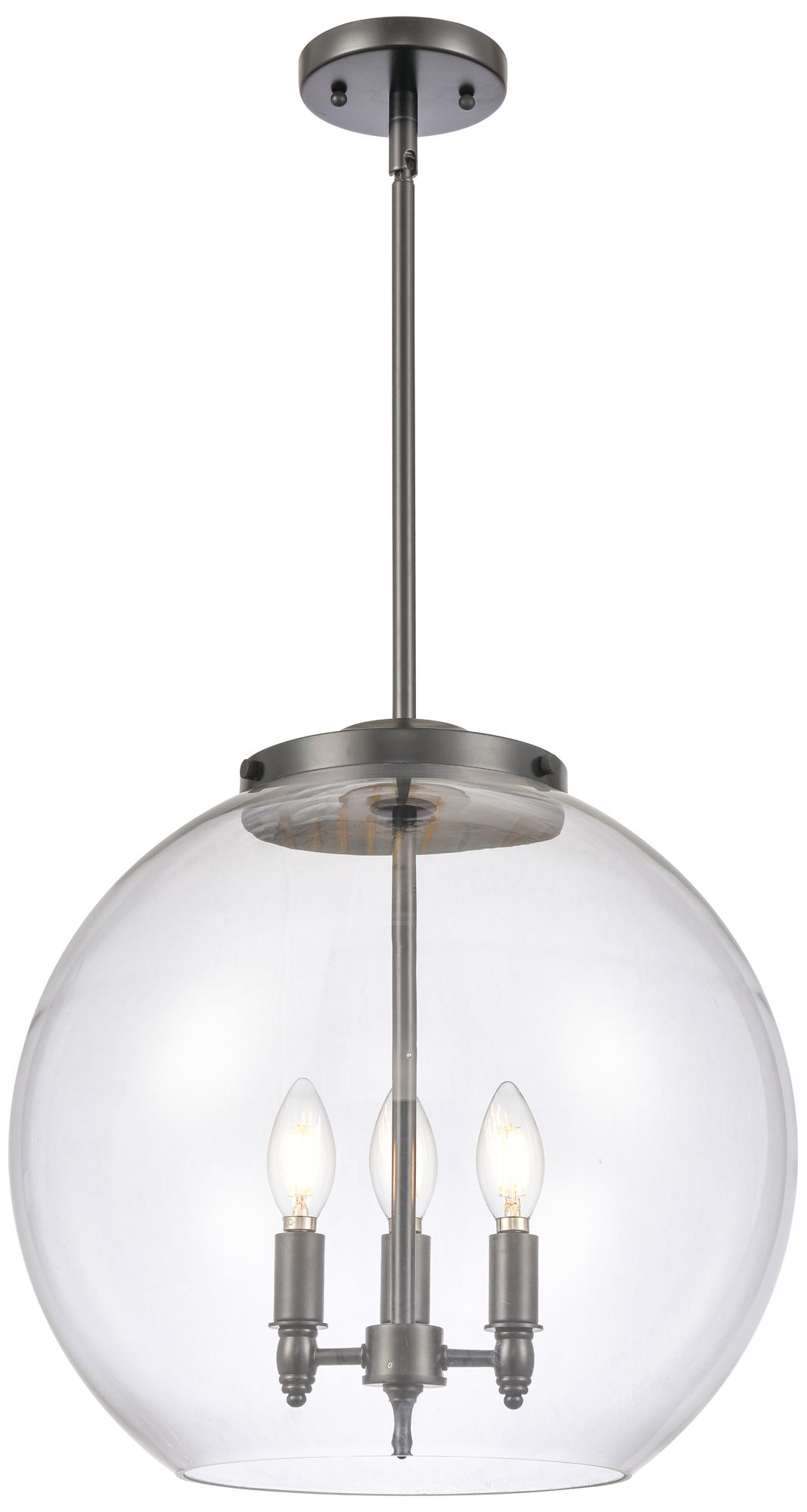 Athens 16.38" 3 Light Matte Black LED Pendant w/ Clear Shade