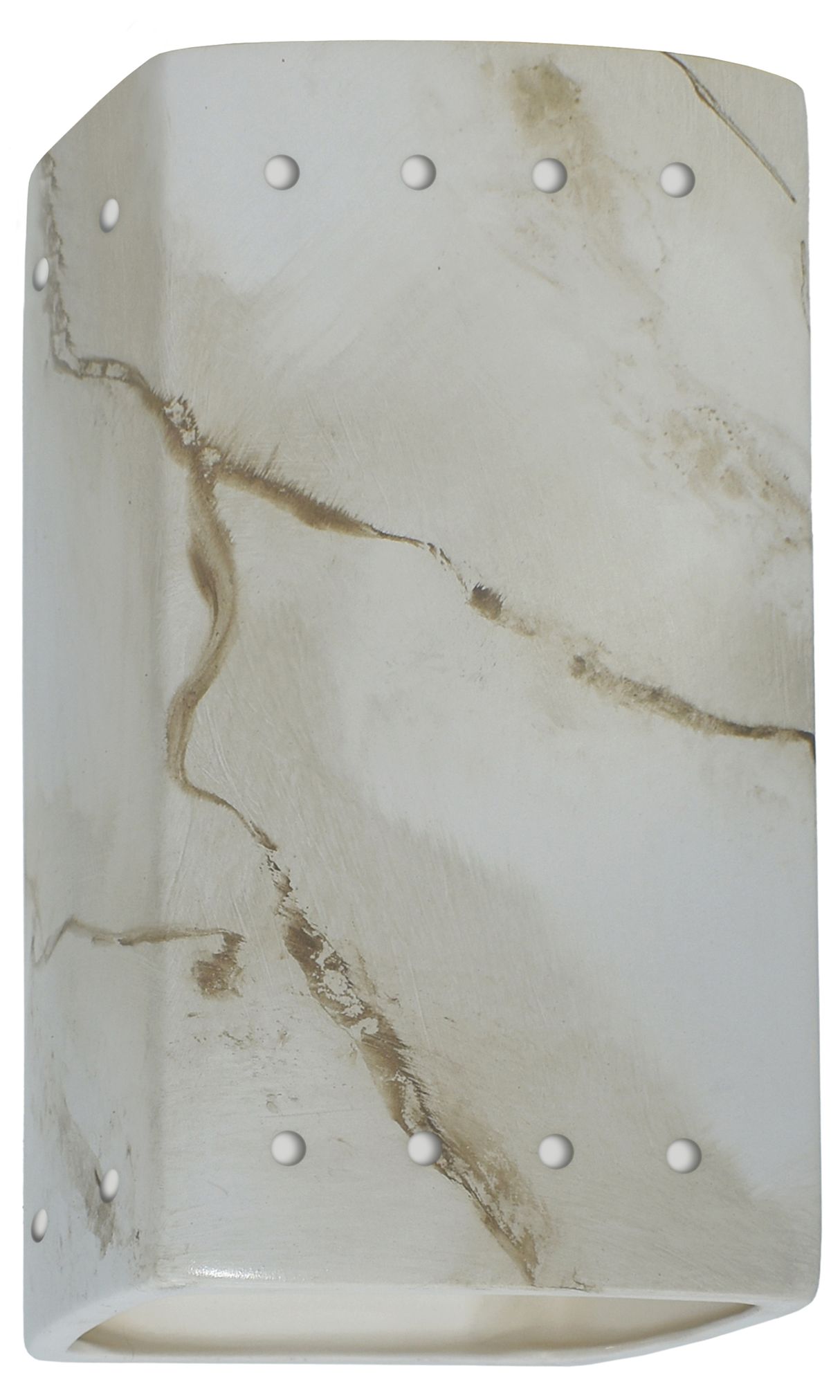 9.5" Ceramic Rectangle Carrara Outdoor Sconce w/ Perfs