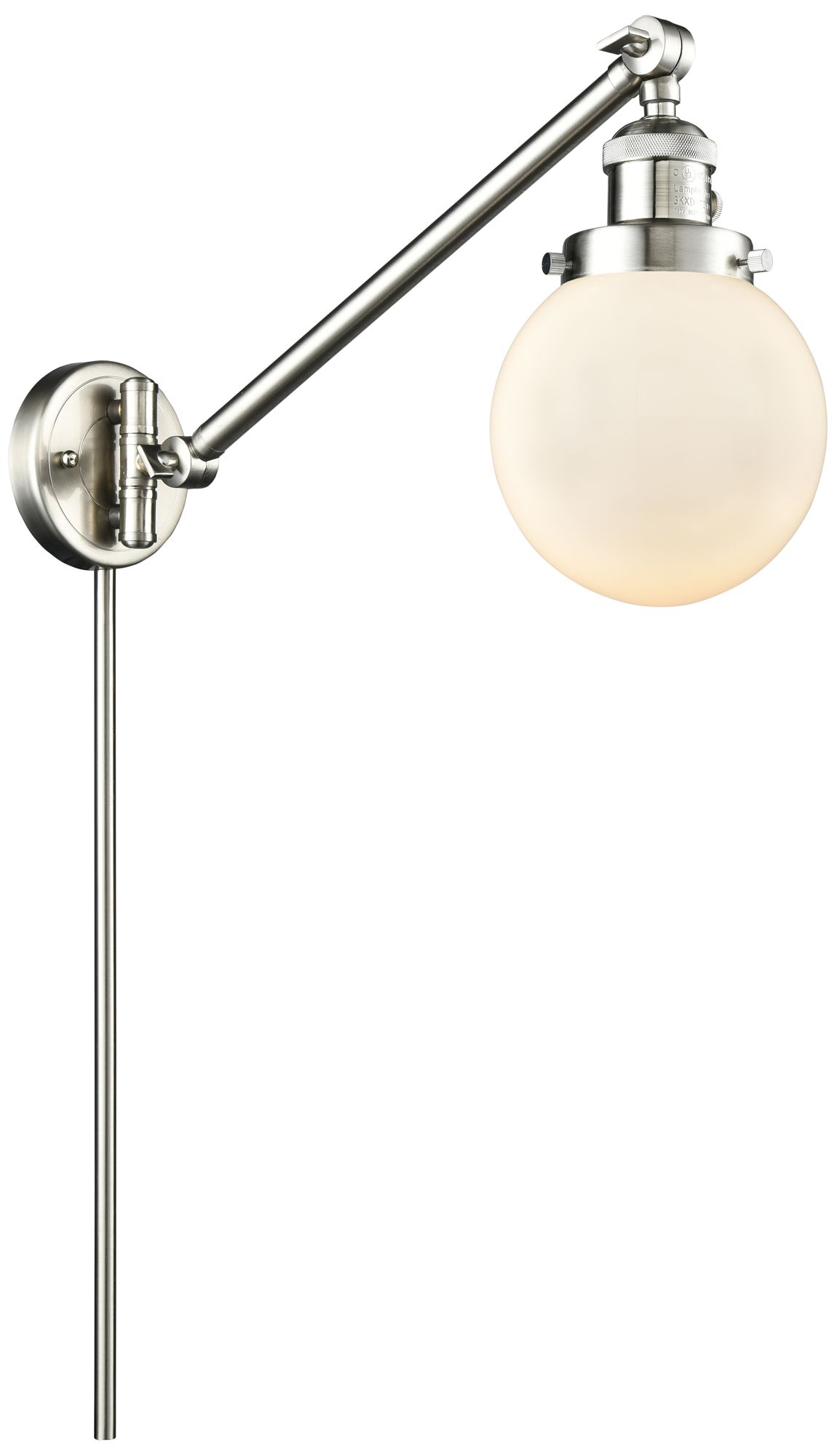 Beacon 6" Brushed Satin Nickel LED Swing Arm With Matte White Shade