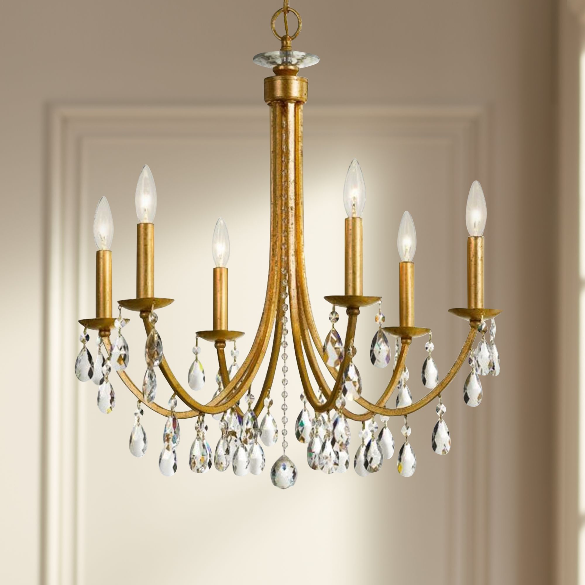 Crystorama Bridgehampton 26"W Antique Gold 6-Light Crystal Chandelier