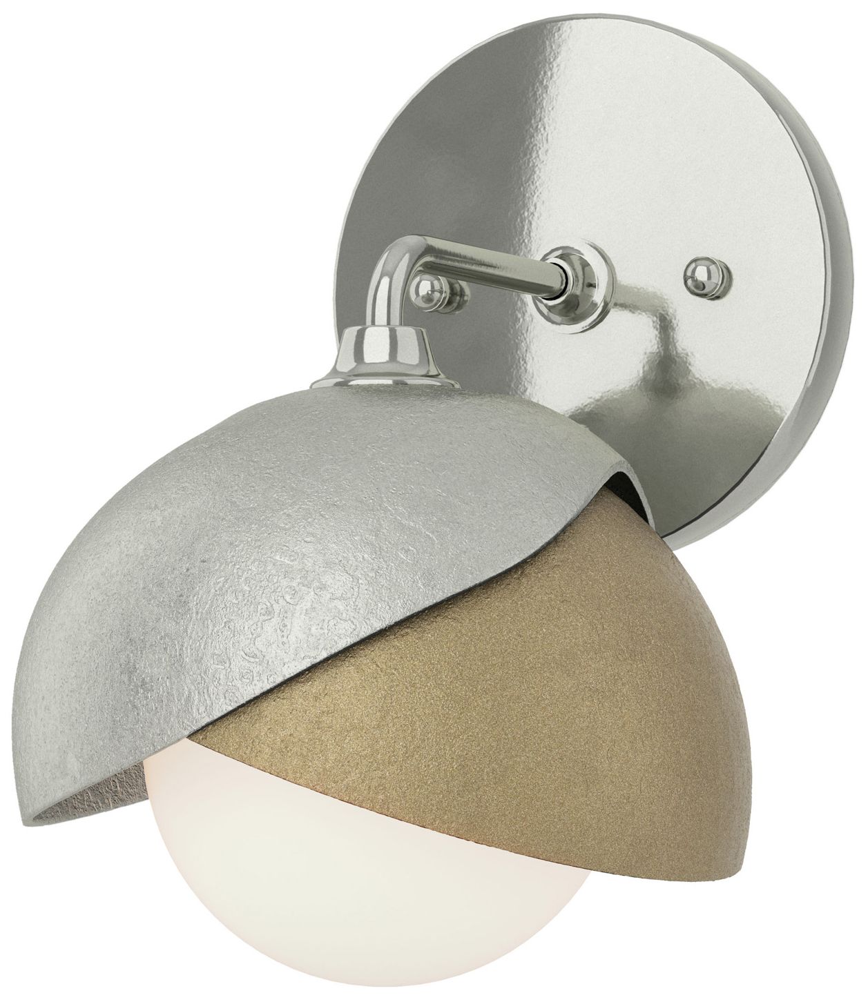 Brooklyn 1-Light Double Shade Sconce - Sterling - Gold - Opal Glass