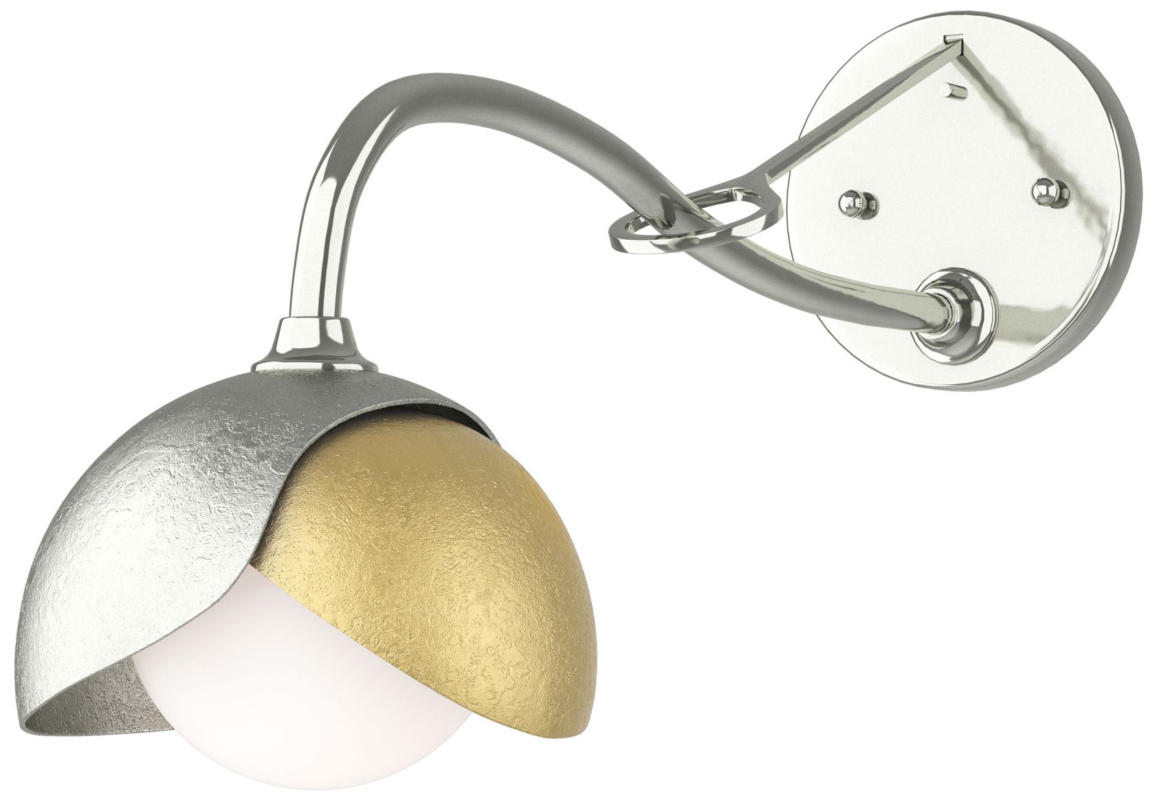 Brooklyn 1-Light Double Shade Sconce - Sterling - Modern Brass - Opal Glass