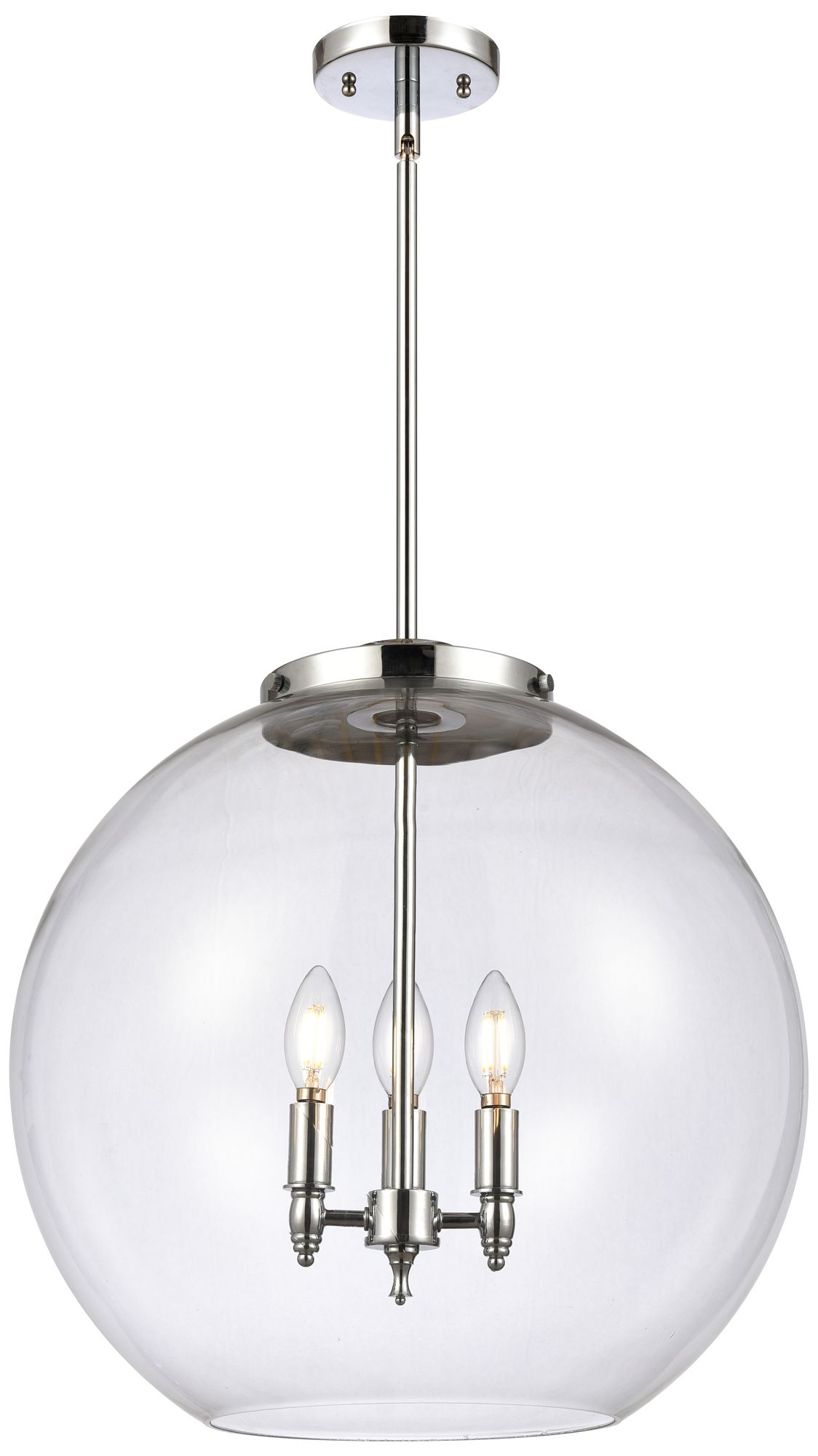 Athens 18.38" 3 Light Chrome Pendant w/ Clear Shade