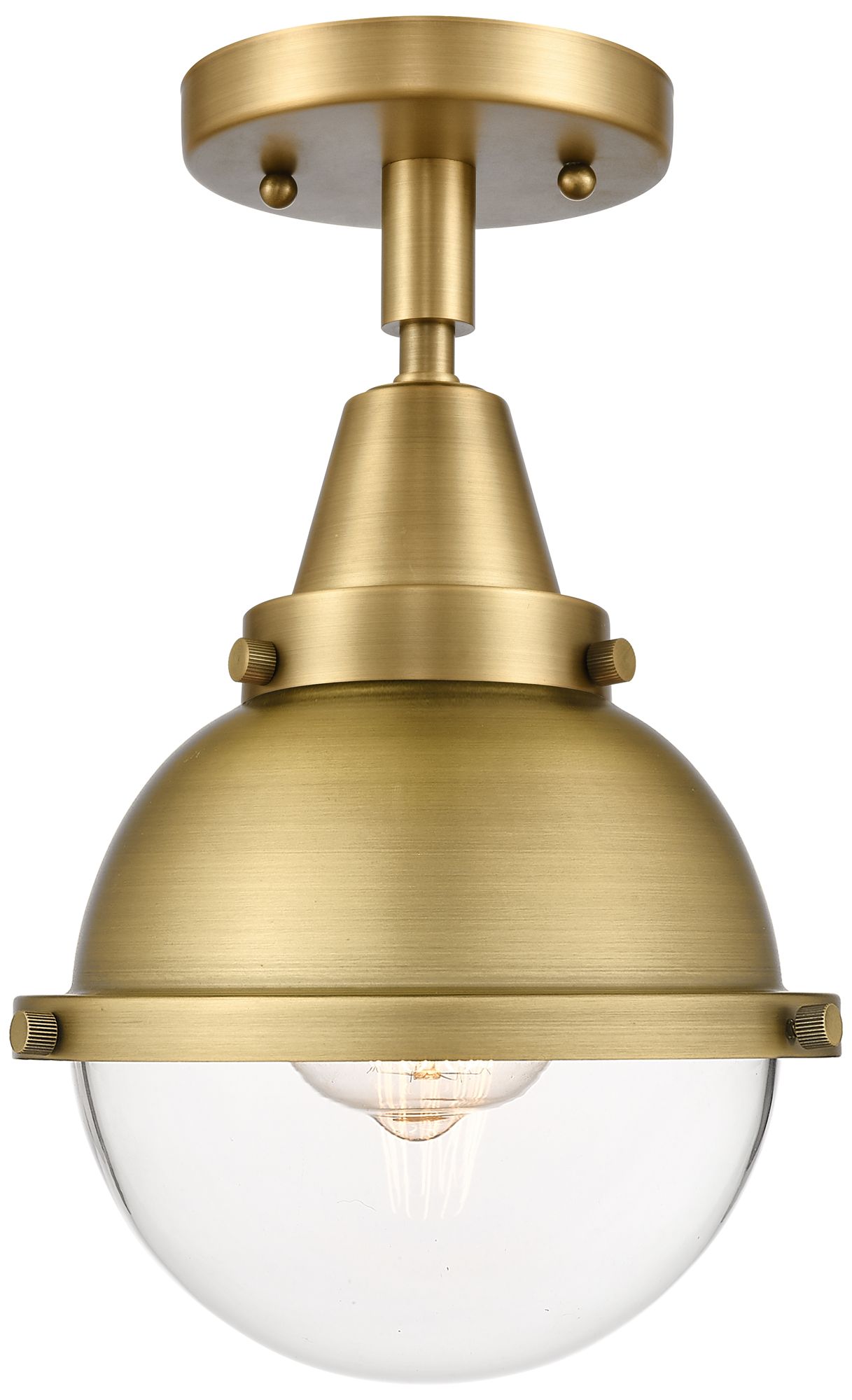 Caden Hampden 7" LED Flush Mount - Brushed Brass - Clear Glass Shade