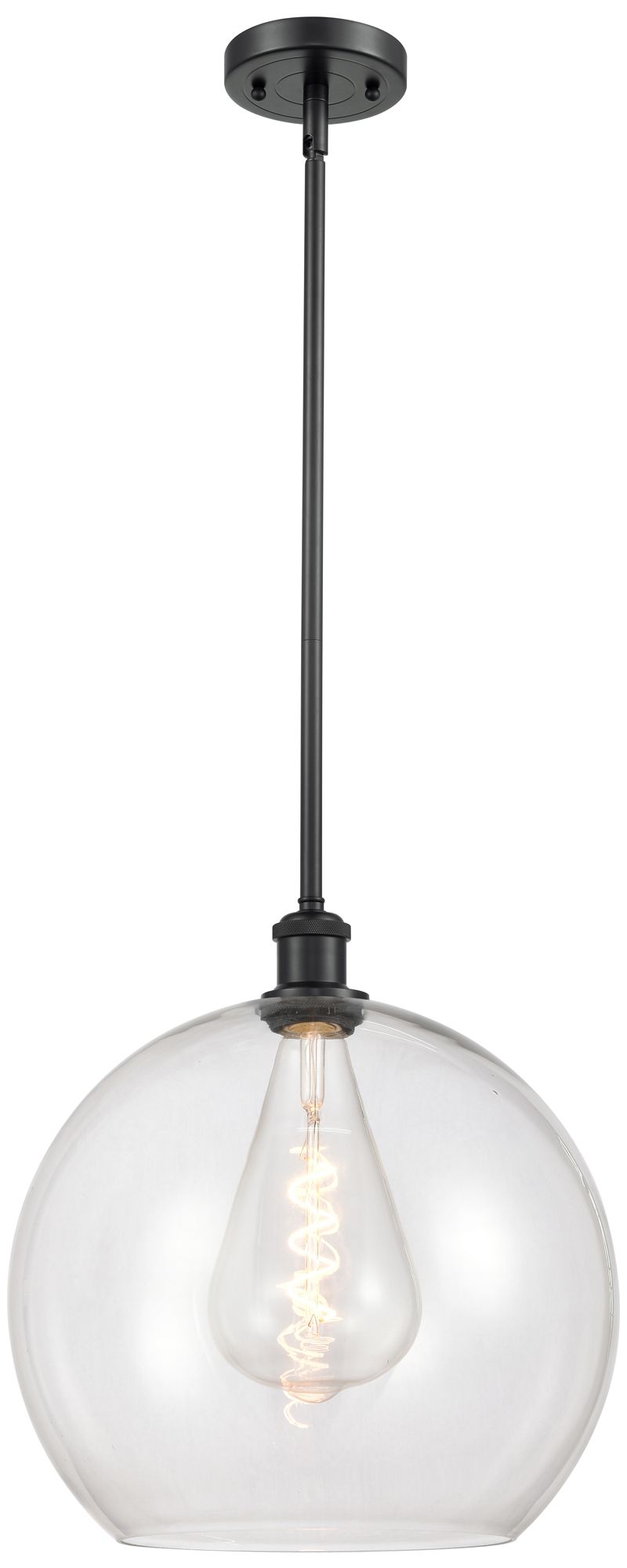 Athens 13.75" Wide Matte Black Stem Hung Pendant w/ Clear Shade