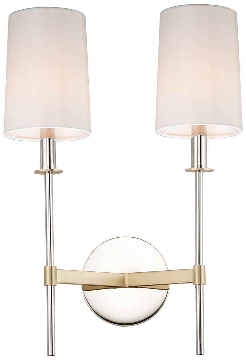 Uptown 2-Light 13" Wide Satin Brass/Polished Nickel Wall Sconce