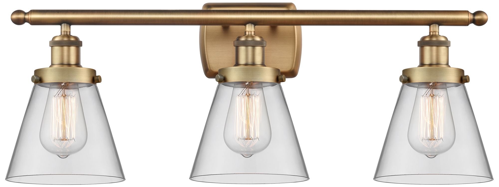 Ballston Urban Cone 6" 3 Light 26" Bath Light - Brushed Brass - C