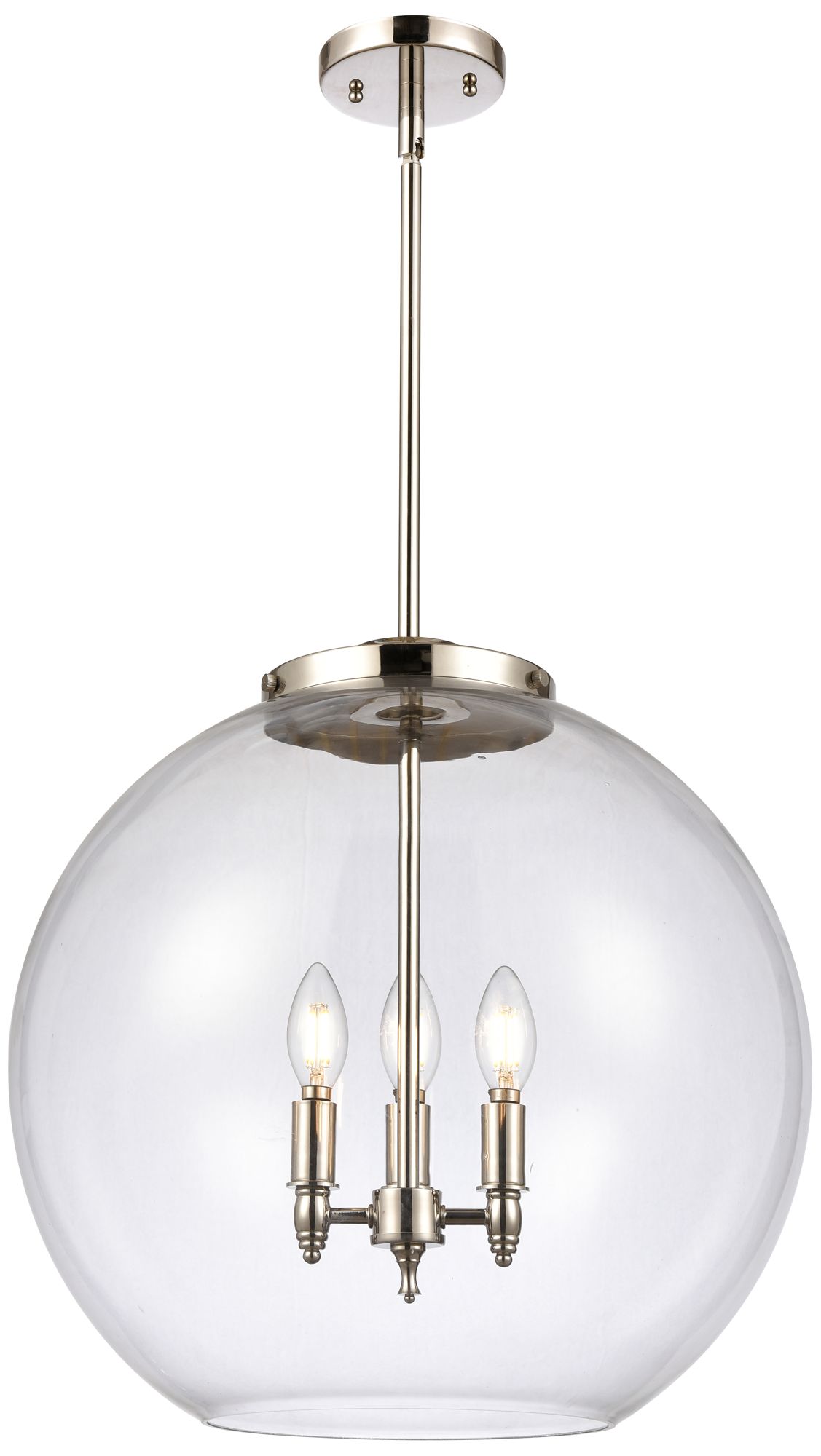 Athens 18.38" 3 Light Nickel Pendant w/ Clear Shade