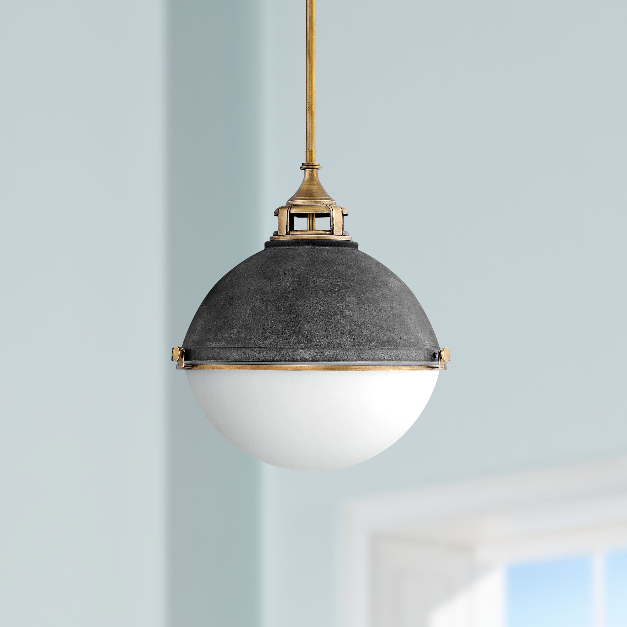 Hinkley Fletcher 18" Wide Aged Zinc and Gold Pendant Light