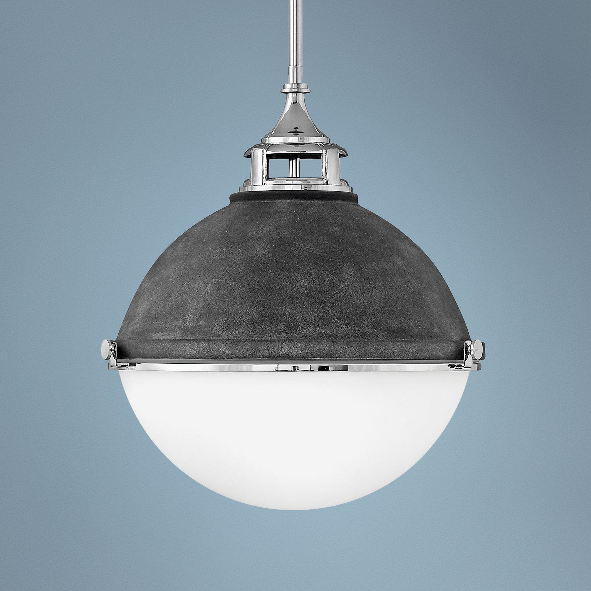 Hinkley Fletcher 18" Wide Aged Zinc and Silver Pendant Light