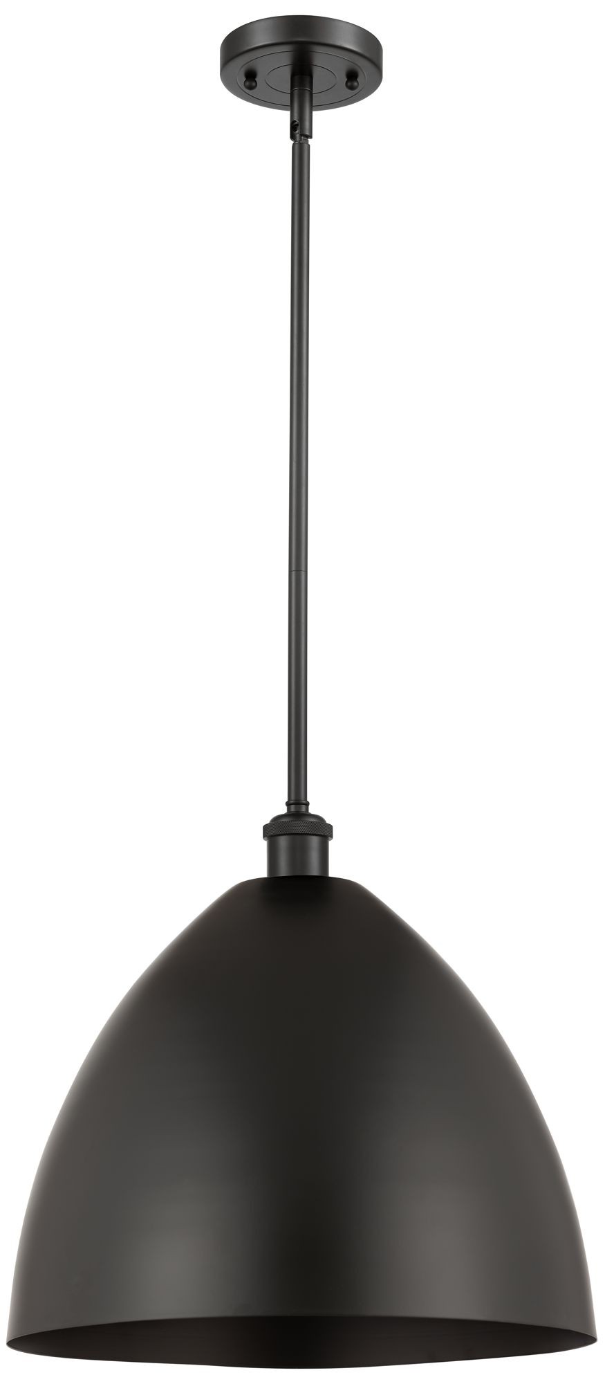 Metal Bristol 16" Wide Matte Black Stem Hung Pendant w/ Matte Black Sh