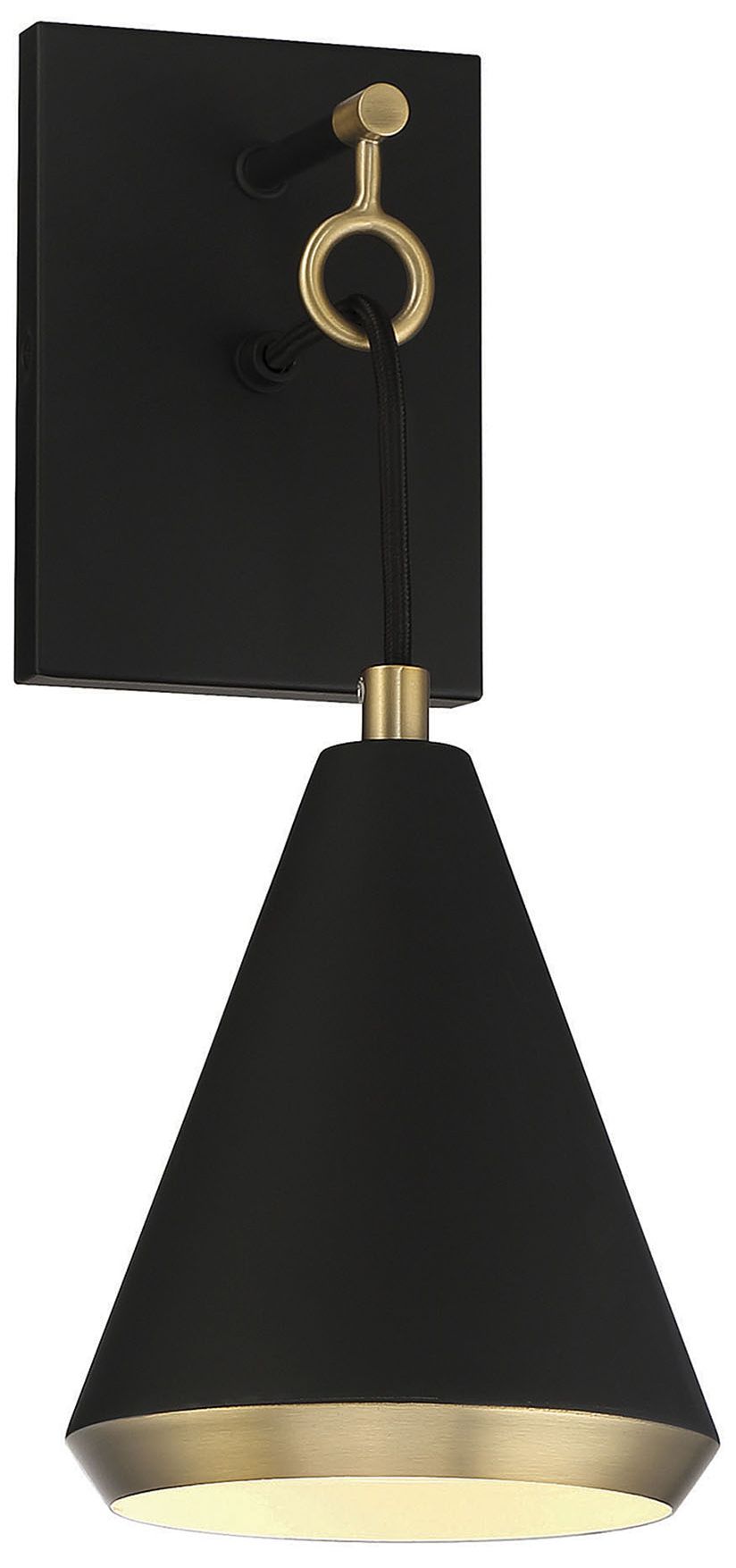 Savoy House Meridian 6" Wide Matte Black with Natural Brass Wall Sconc