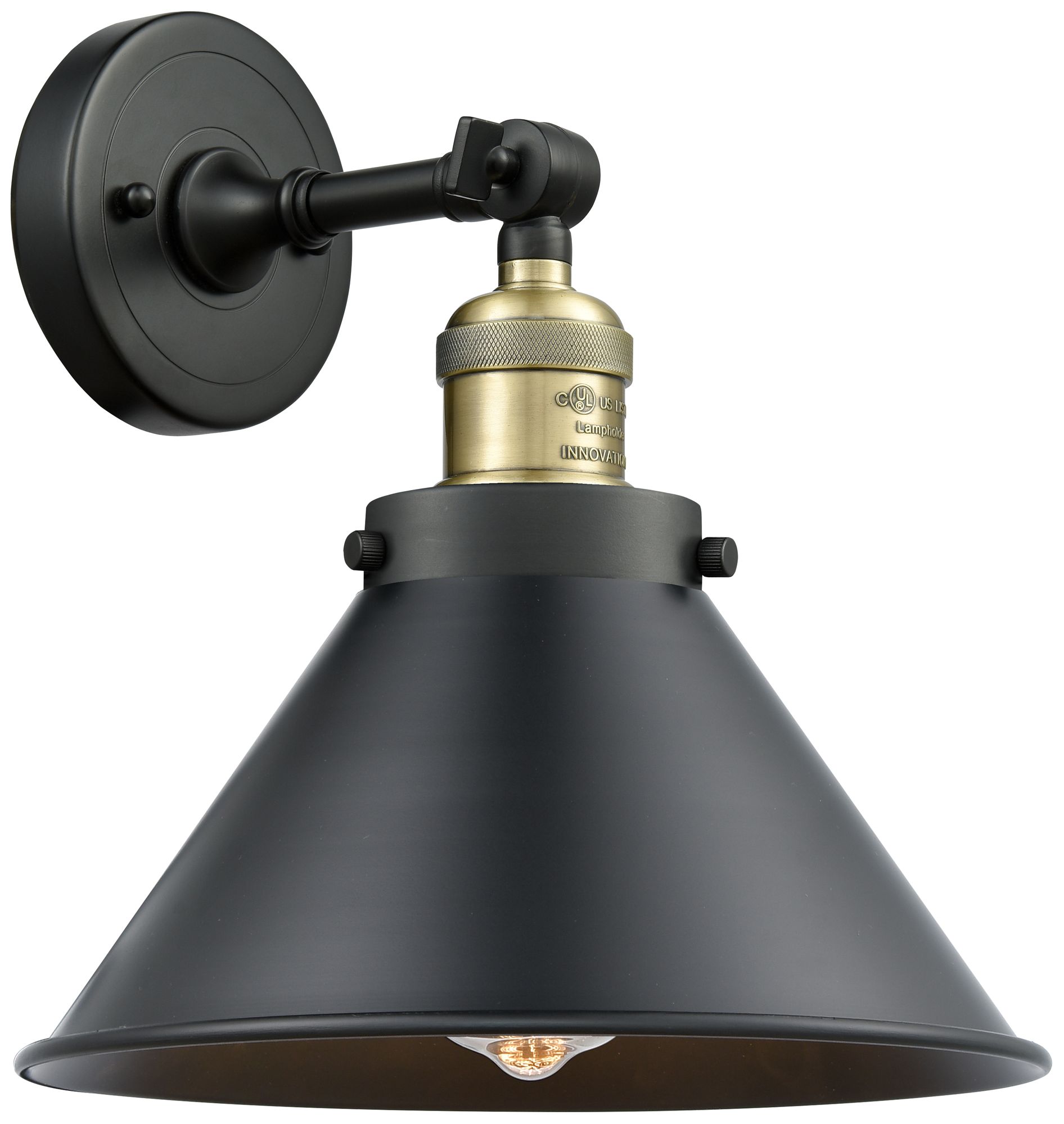 Briarcliff 10" LED Sconce - Black Brass Finish - Matte Black Shade