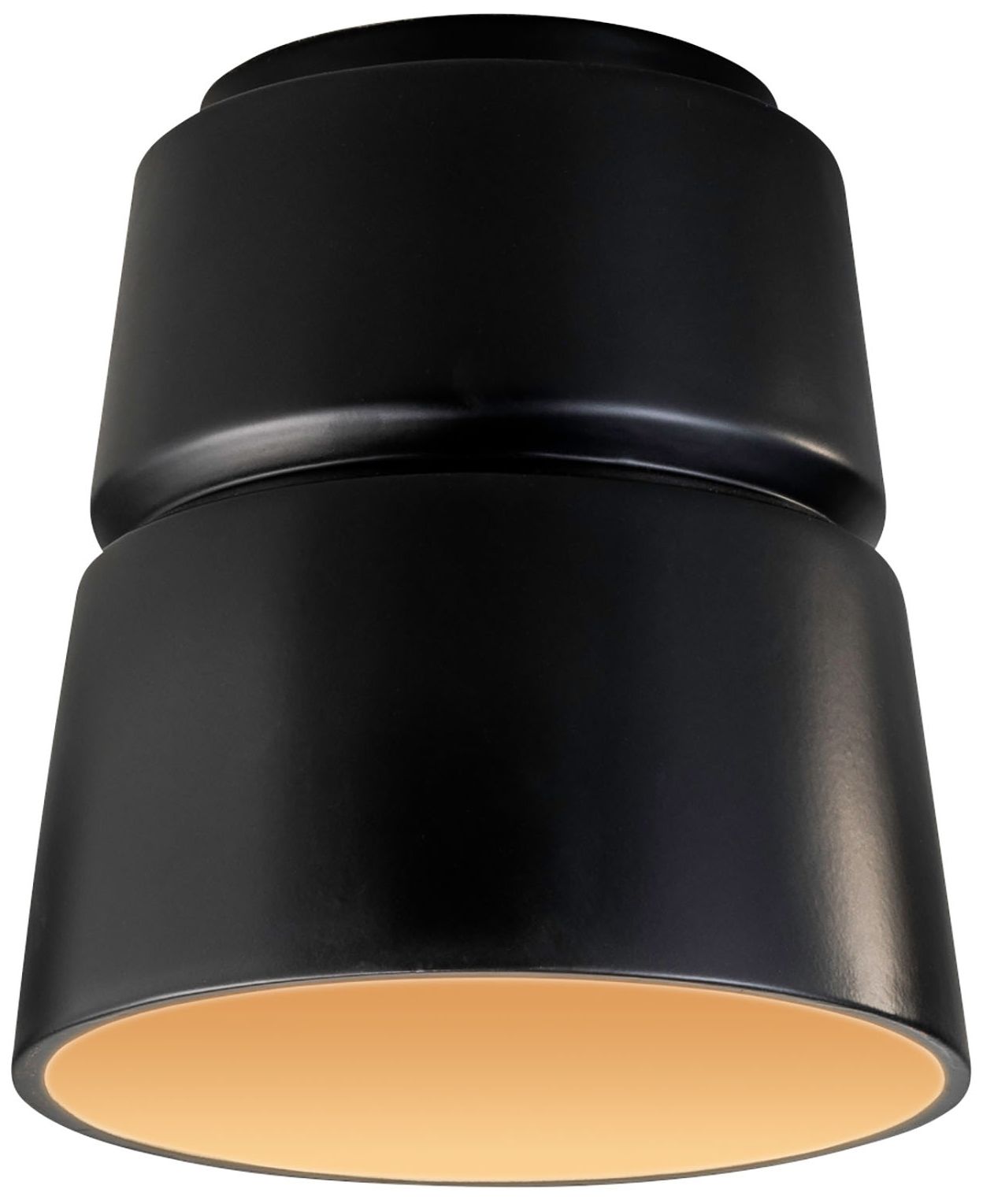 Radiance 7.5" Wide Carbon Matte Black and Gold Cone Ceramic Flush Moun