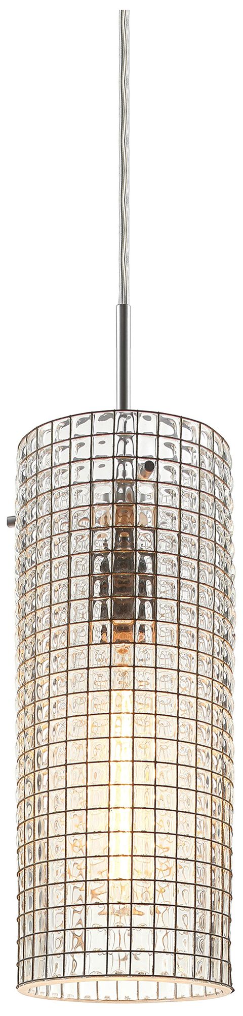 Sierra 2 5" Chrome Pendant w/ Clear Glass with Wire Mesh Shade