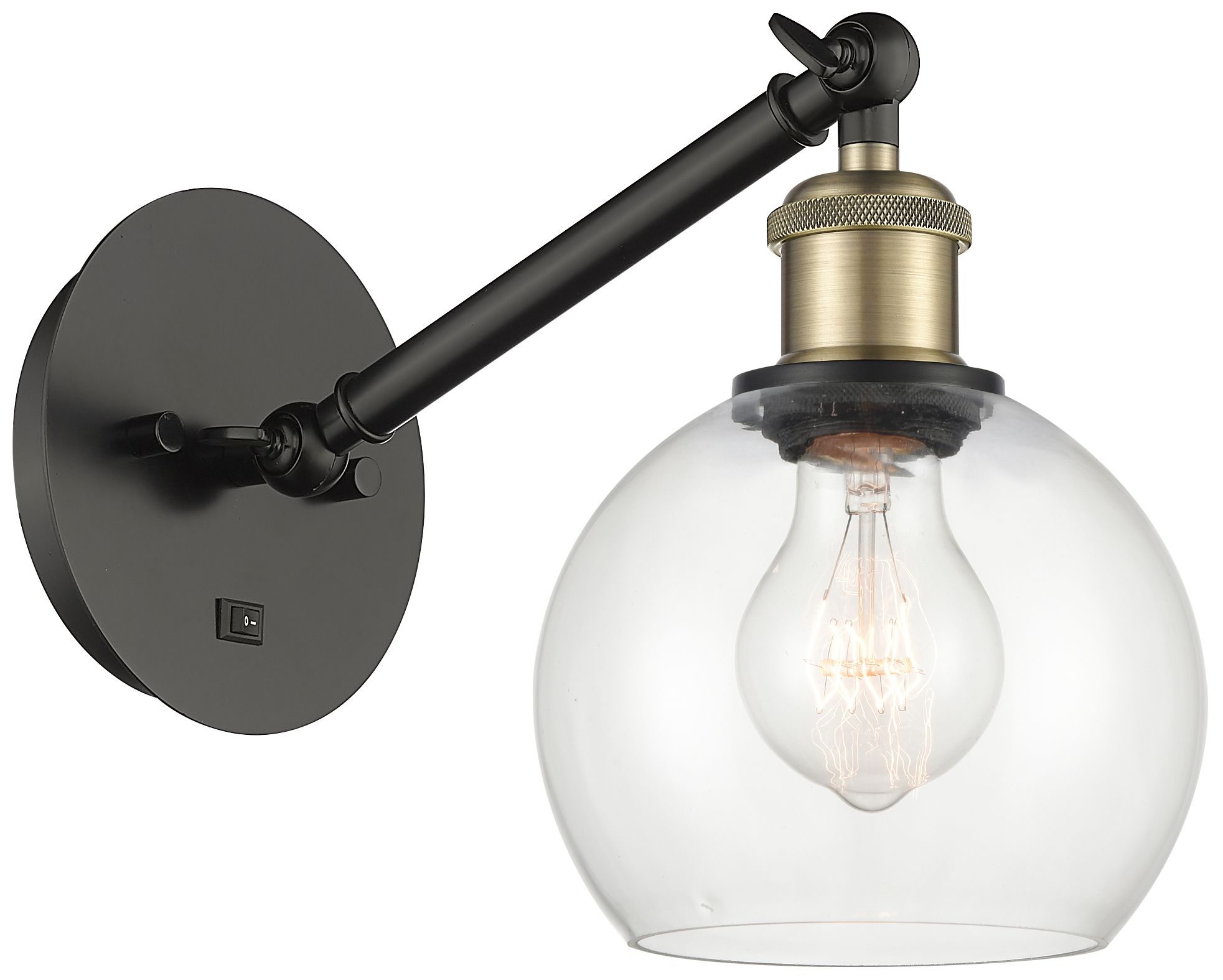 Ballston Athens 6" LED Sconce - Black Brass Finish - Clear Shade