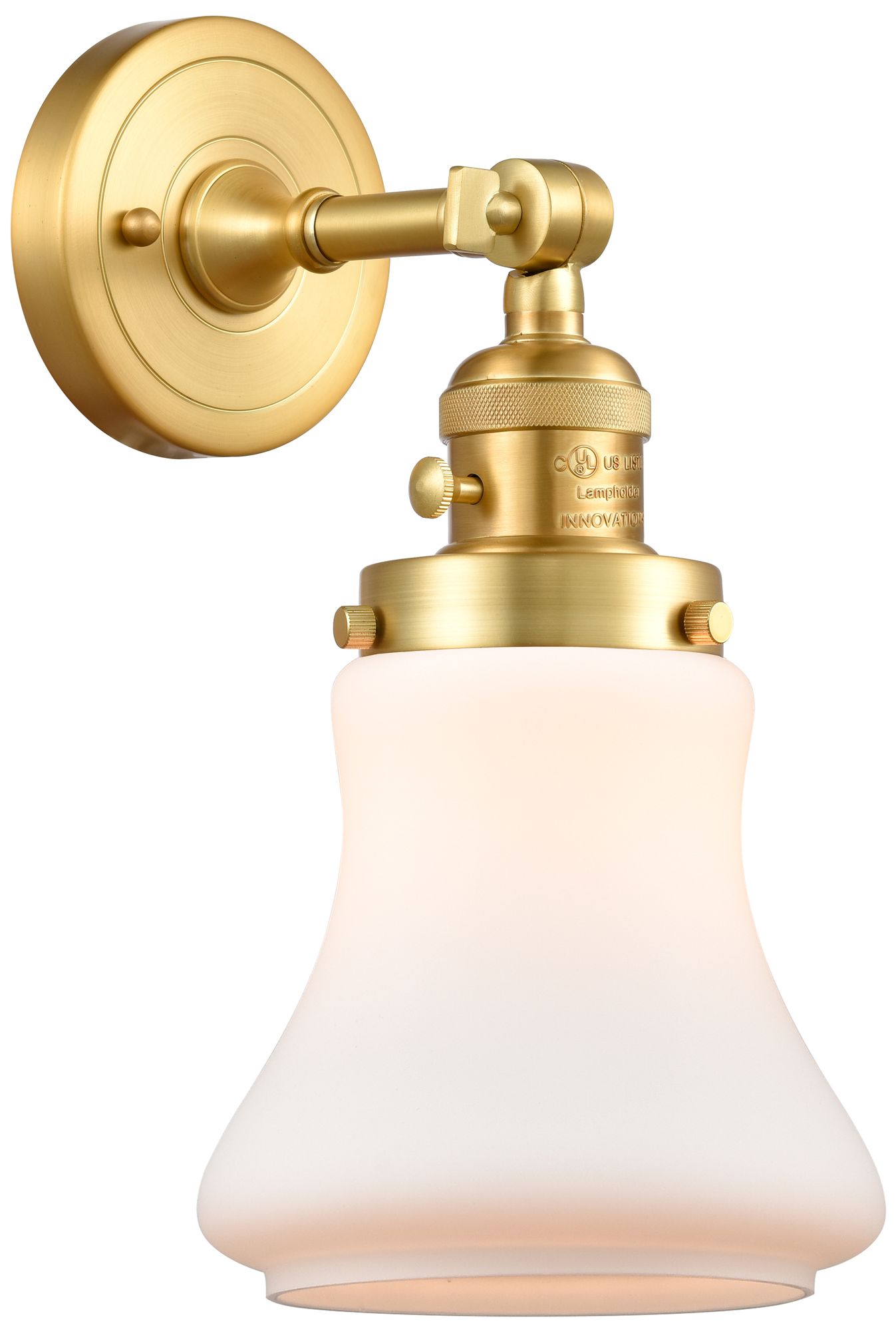 Bellmont 7" Satin Gold Sconce w/ Matte White Shade