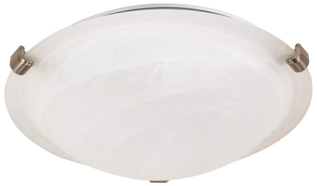 2 Light; 16 in.; Flush Mount; Tri-Clip with Alabaster Glass