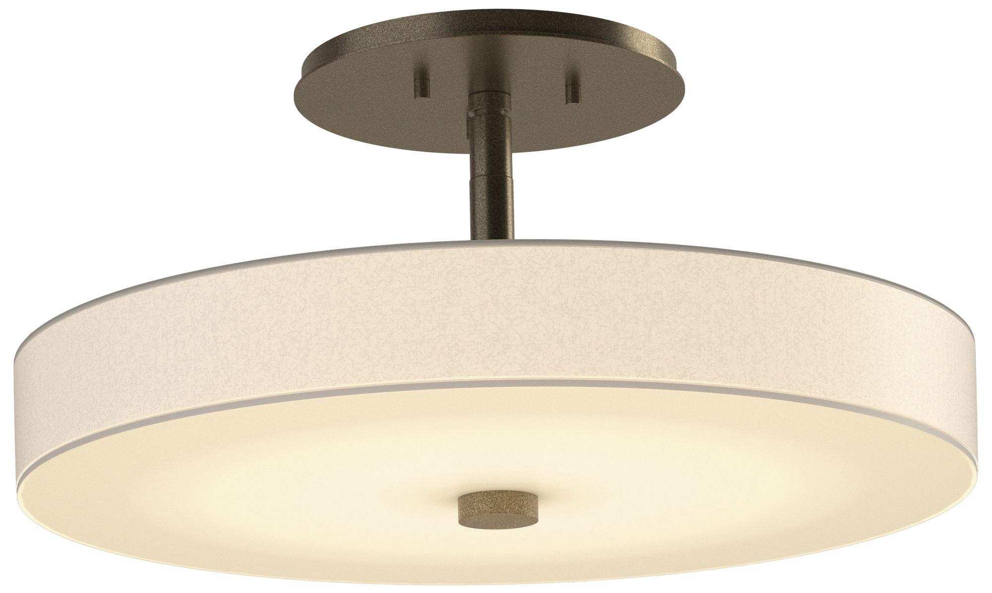 Disq 15" Wide Soft Gold Semi-Flush With Spun Frost Shade