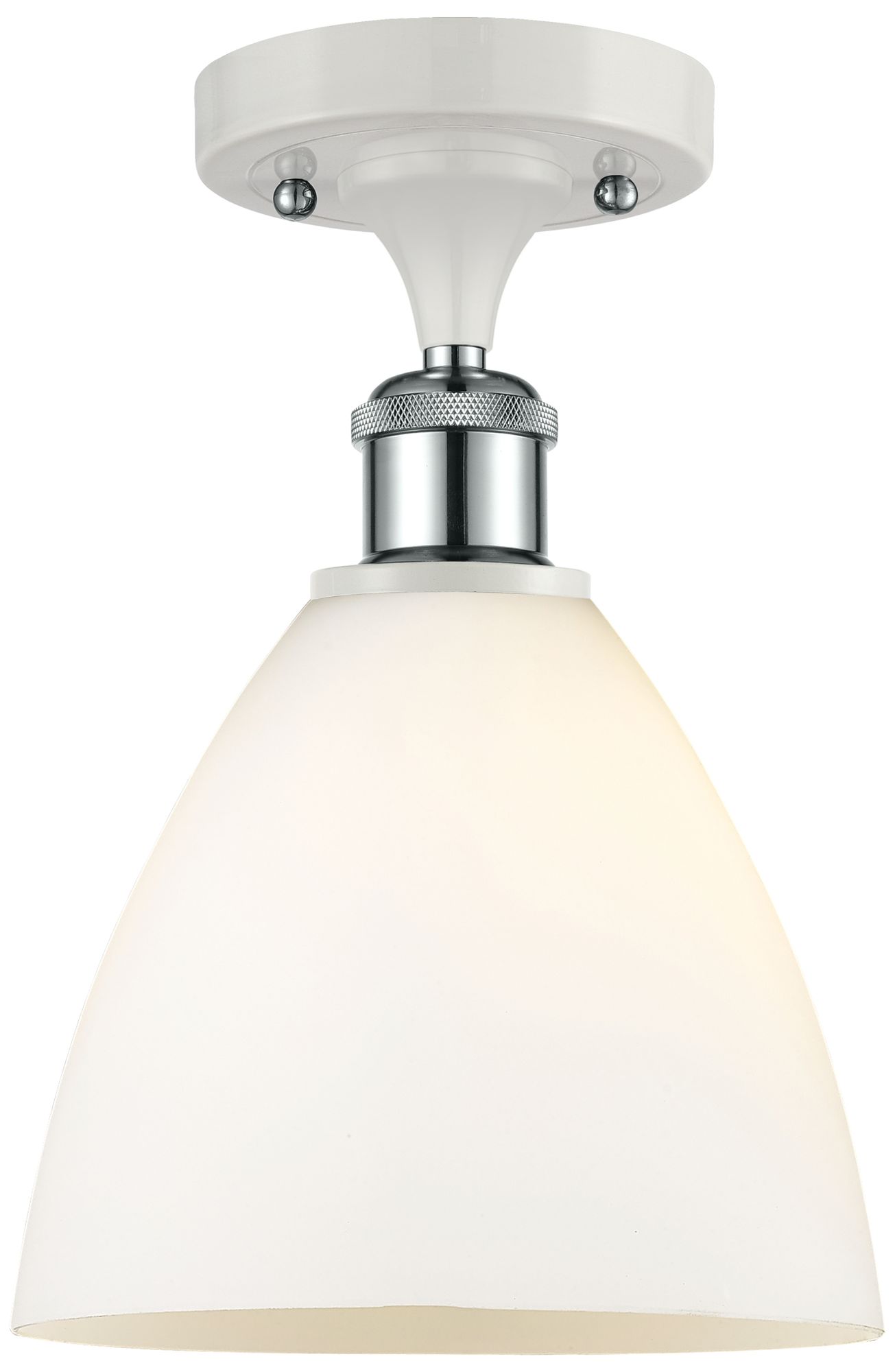 Bristol Glass  8" LED Semi-Flush Mount - White and Chrome - Matte Whit