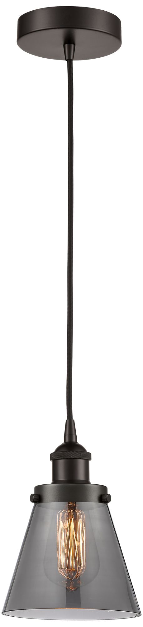 Cone 6" Oil Rubbed Bronze Mini Pendant w/ Plated Smoke Shade