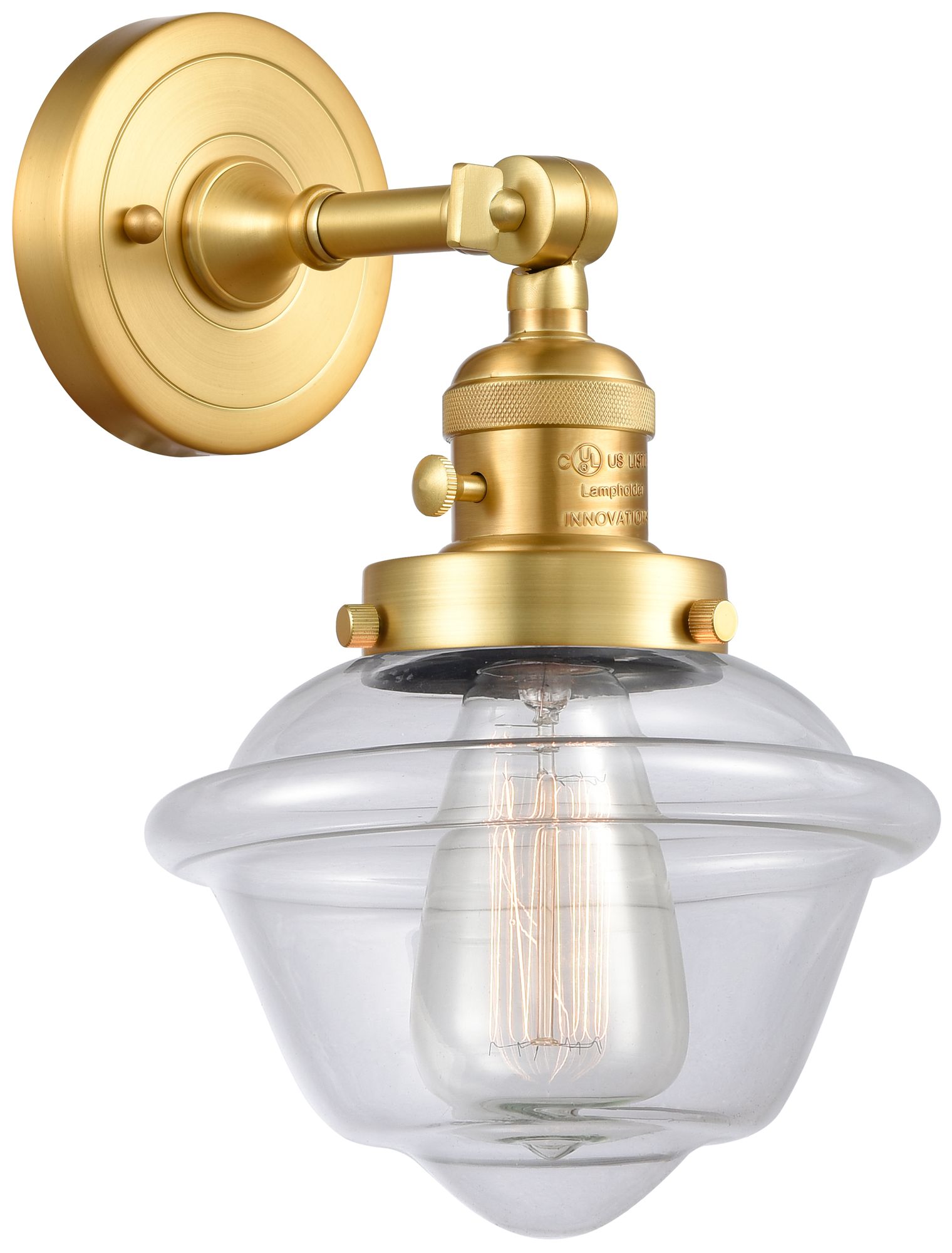 Oxford 8" Satin Gold Sconce w/ Clear Shade