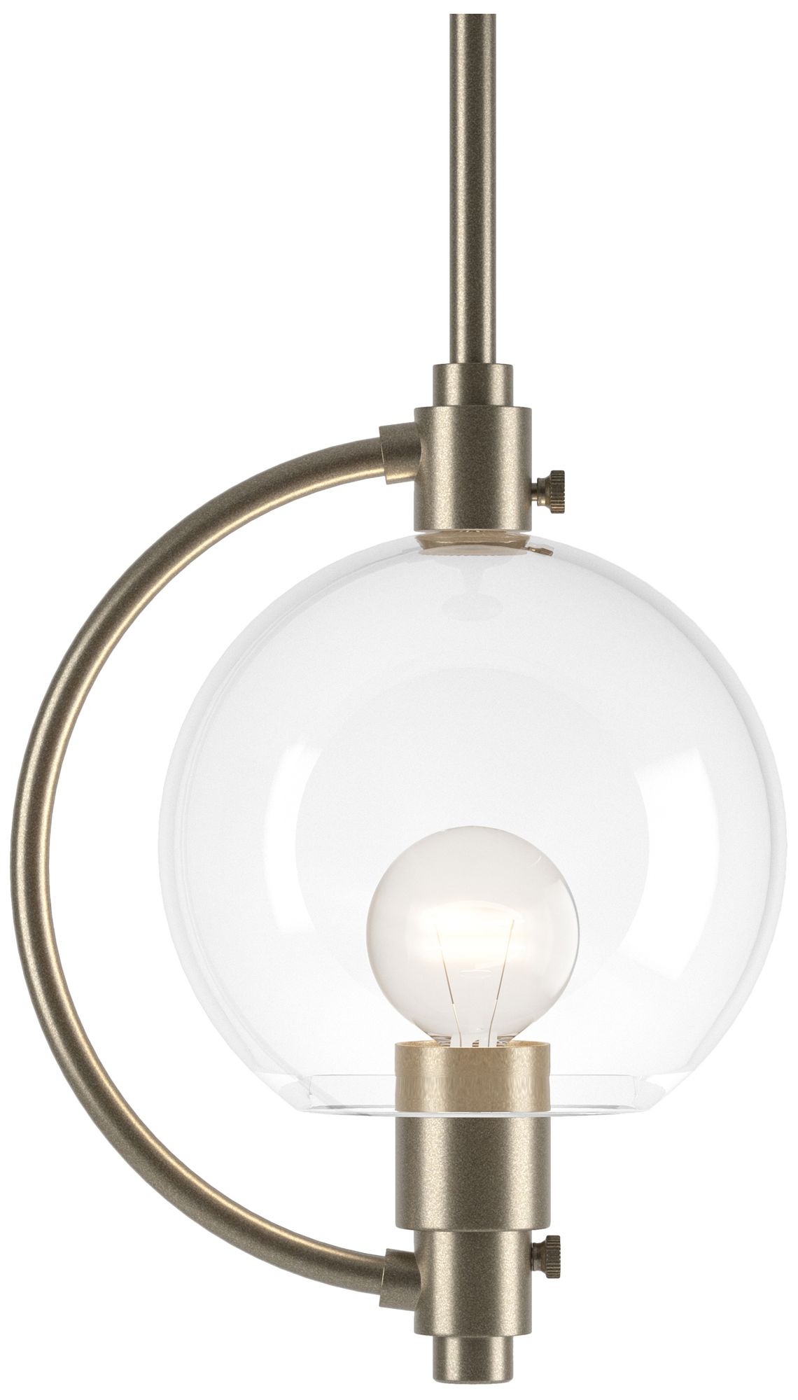 Pluto 7.4" Wide Soft Gold Mini-Pendant With Clear Glass Shade