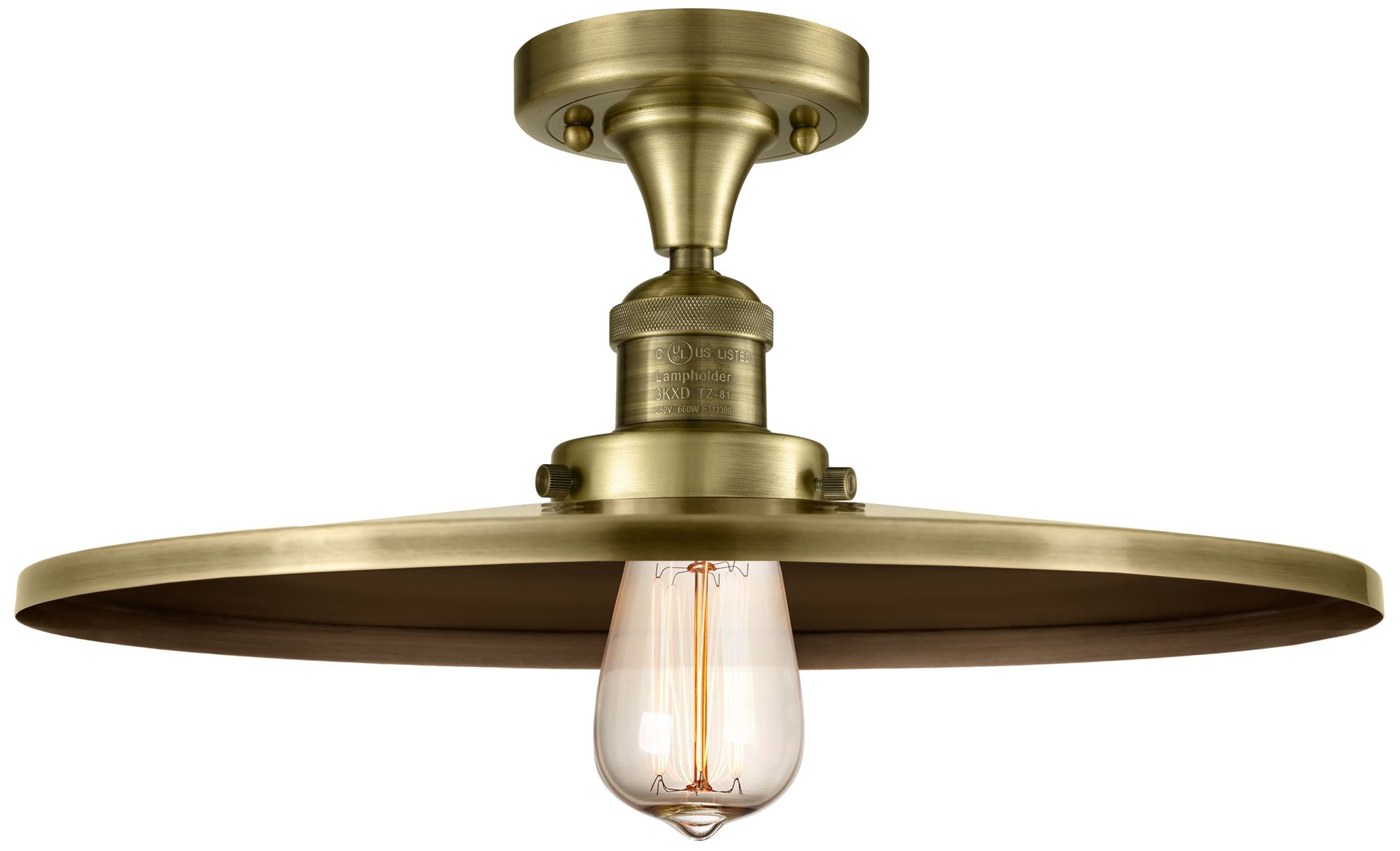 Appalachian 16" Wide Antique Brass Semi Flush Mount w/ Antique Brass S