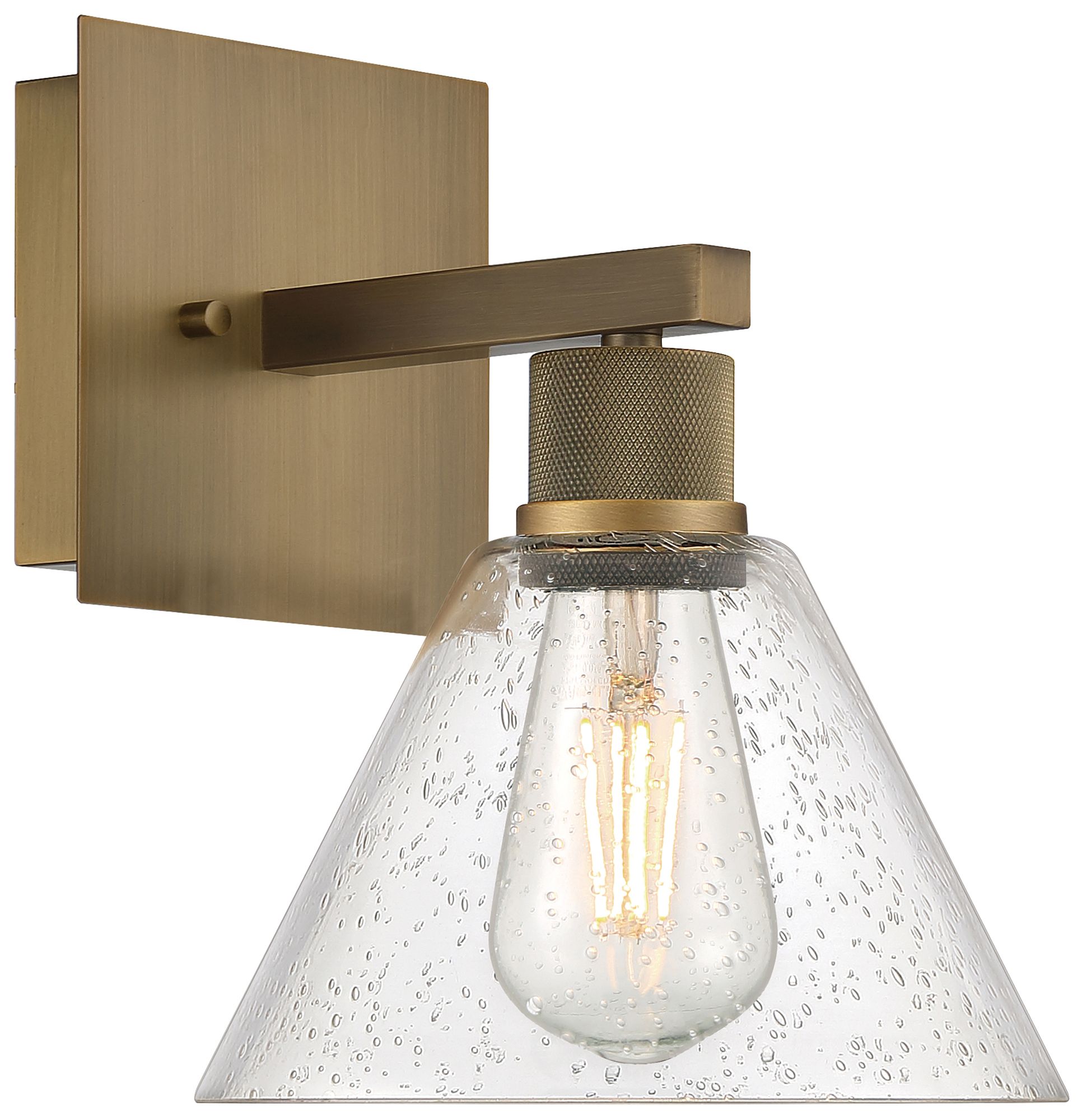 Port Nine Martini E26 LED Wall Sconce - Antique Brushed Brass, Seeded Glass