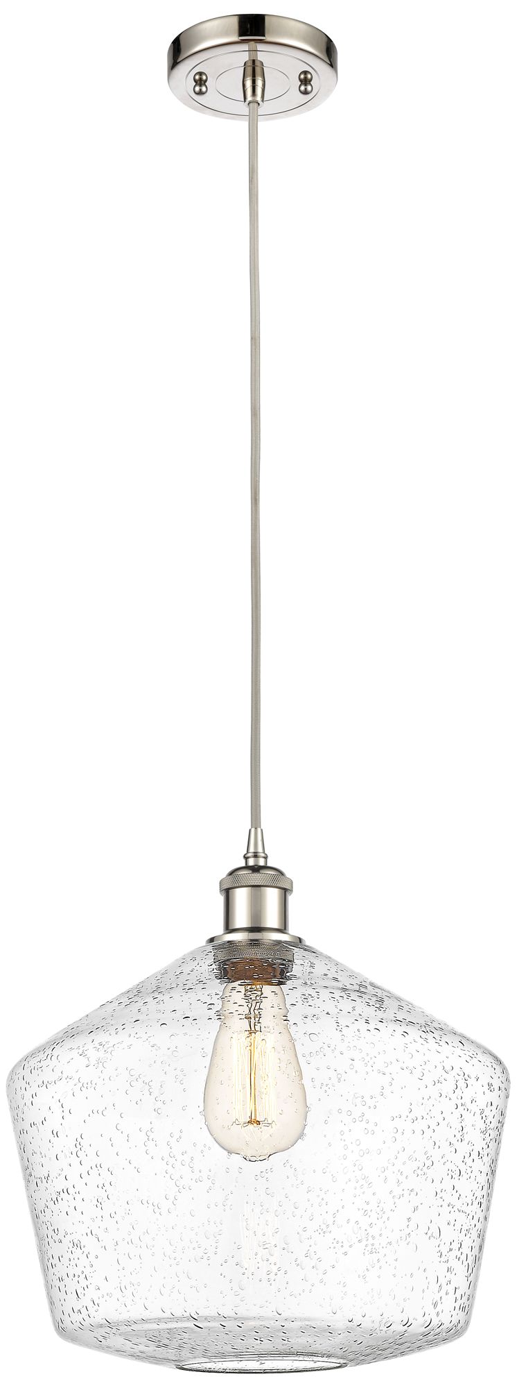 Ballston Cindyrella 12"W Polished Nickel Corded Mini Pendant w/ Seedy