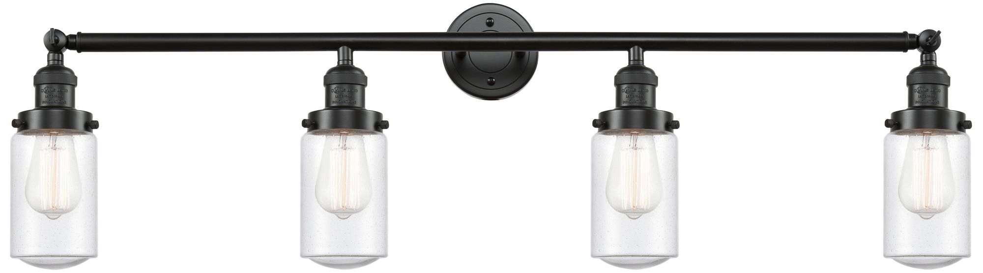 Dover 43" Wide 4 Light Oil Rubbed Bronze Bath Vanity Light w/ Seedy Sh