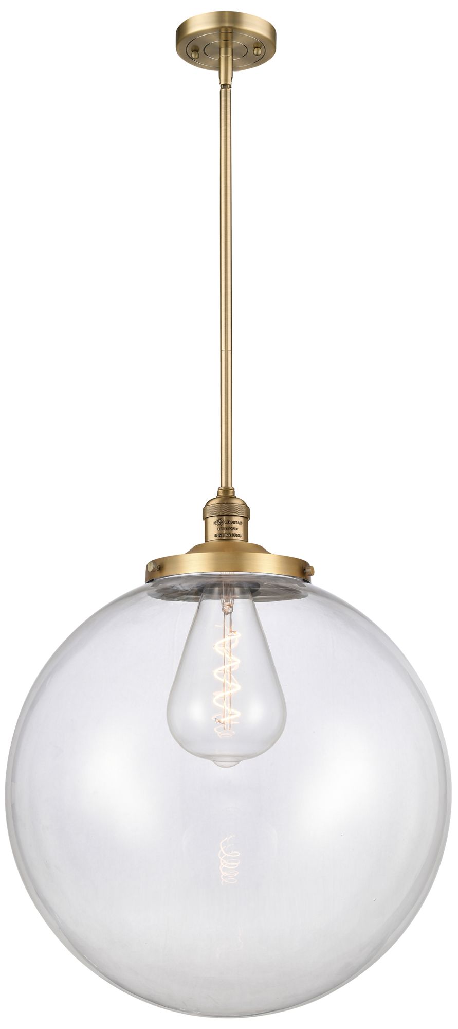 Franklin  Beacon 18"W Brushed Brass Stemmed Pendant w/ Clear Shade