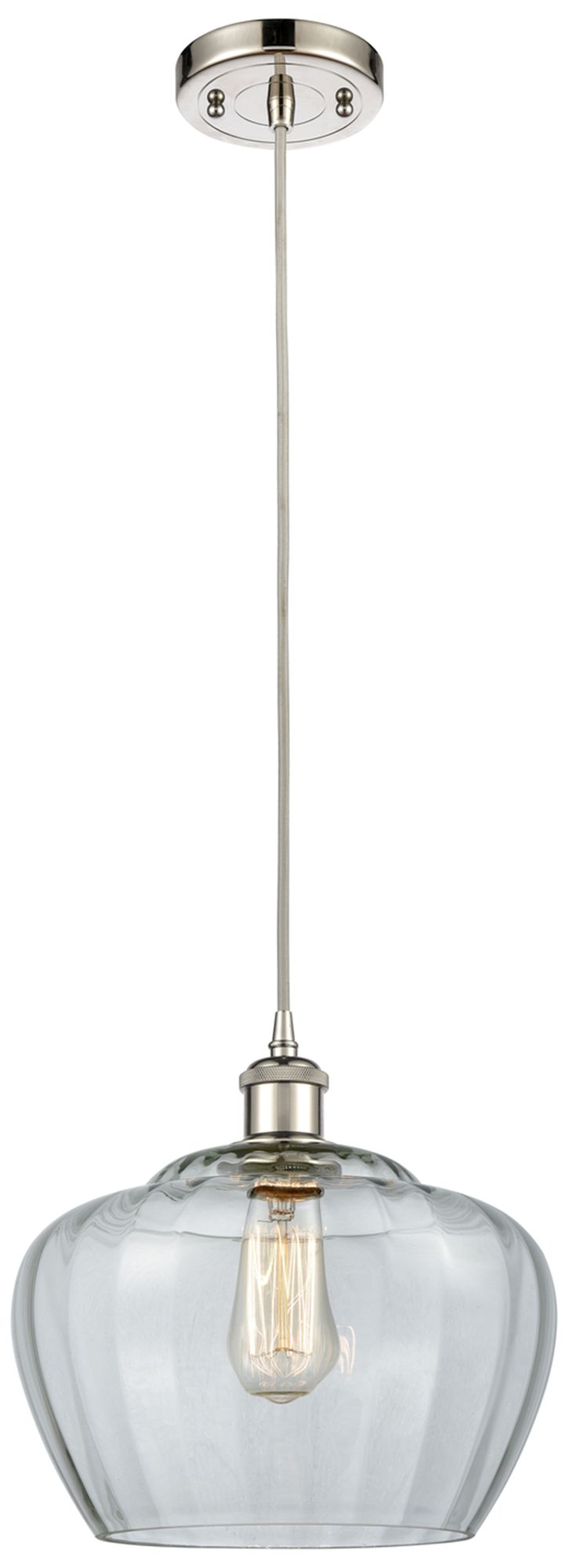 Ballston Fenton 11" Wide Polished Nickel Corded Mini Pendant w/ Clear