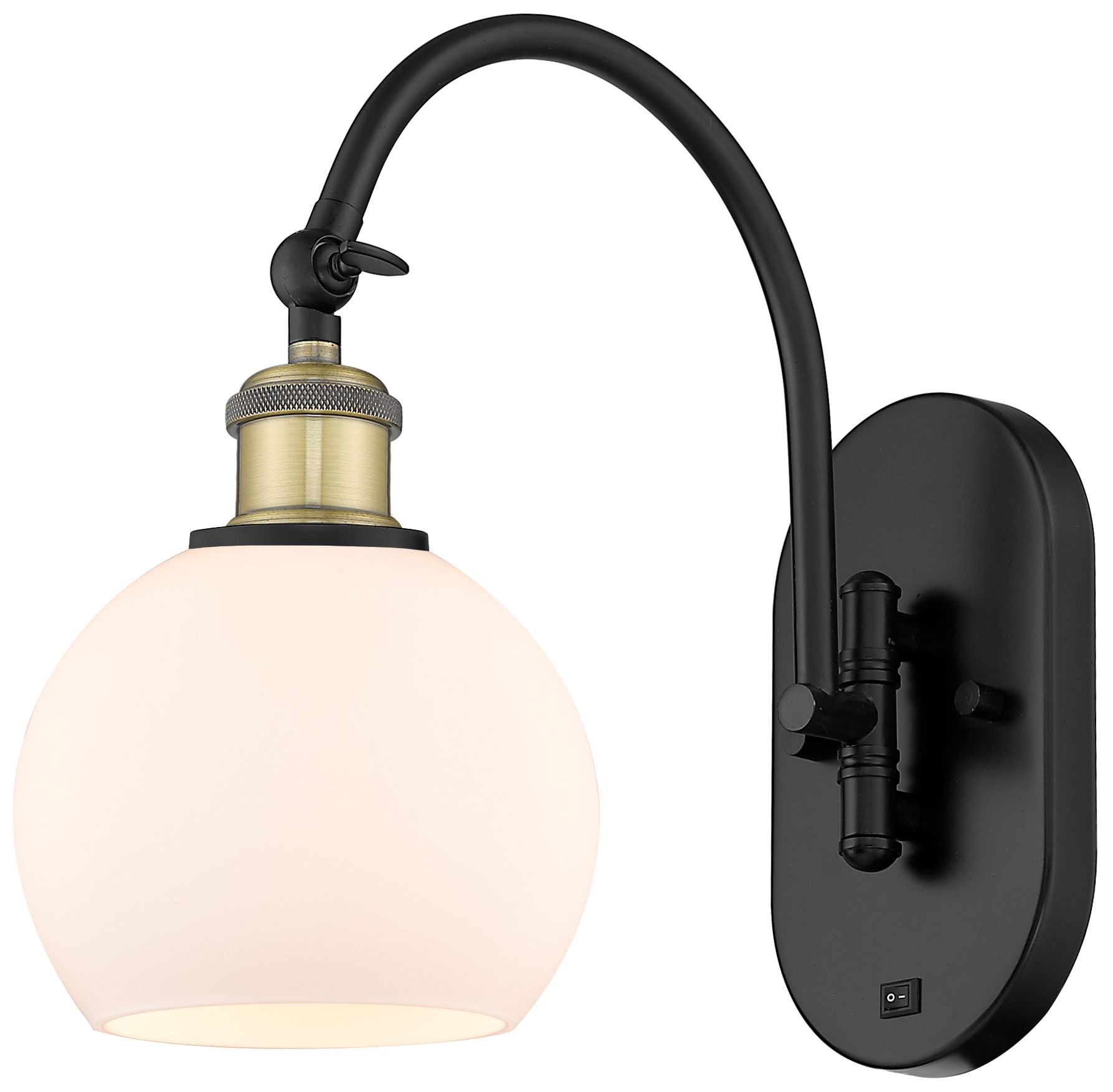 Ballston Athens 6" LED Sconce- Black Brass Finish - Matte White Shade