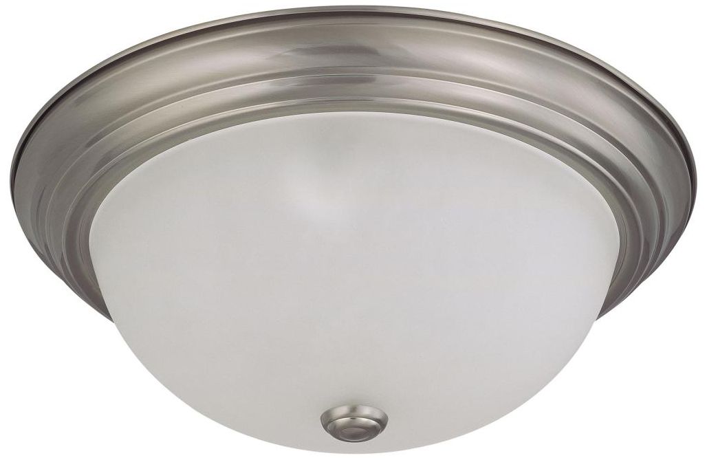 3 Light; 15 in.; Flush Mount with Frosted White Glass