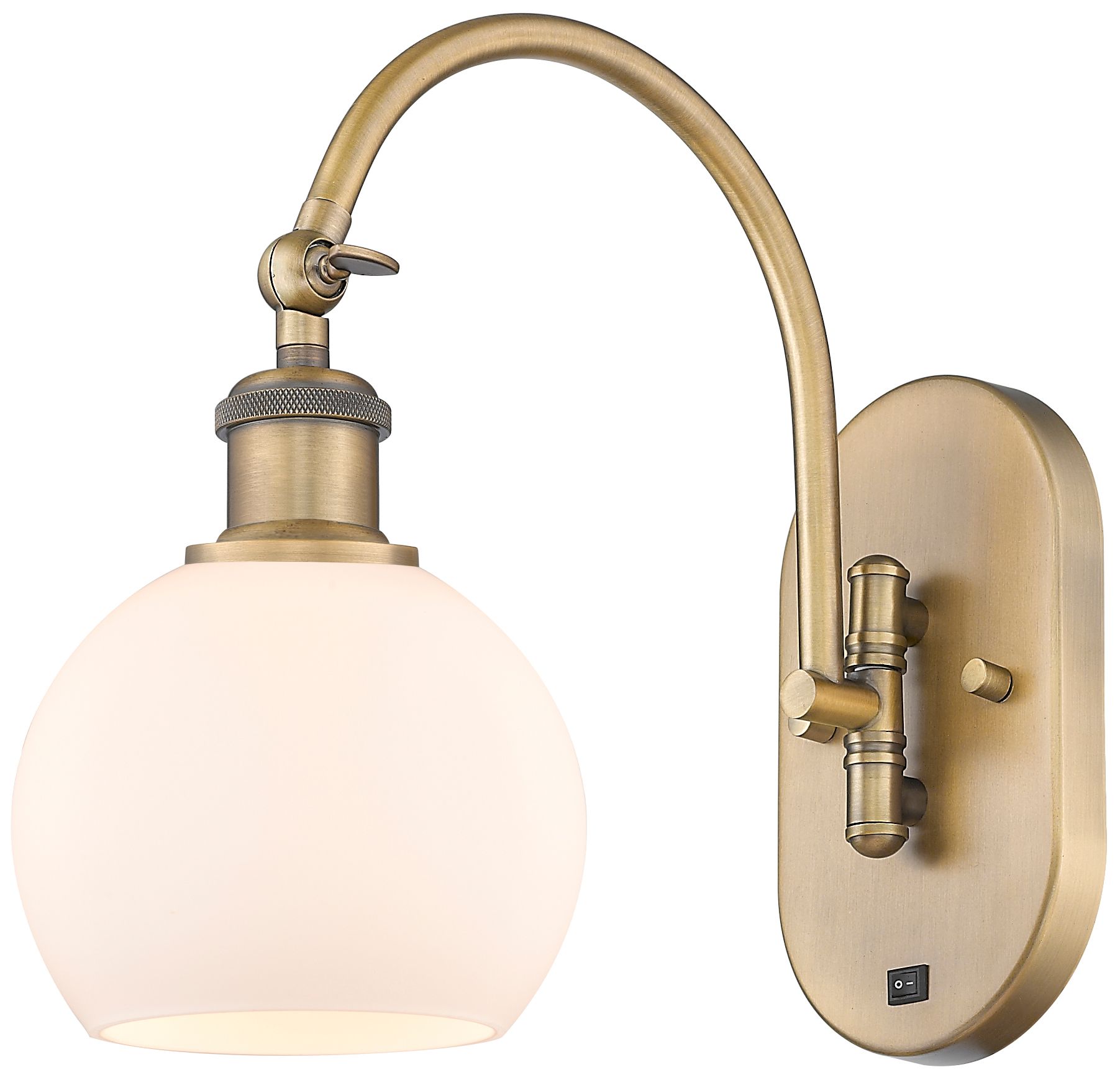 Ballston Athens 6" LED Sconce- Brass Finish - Matte White Shade