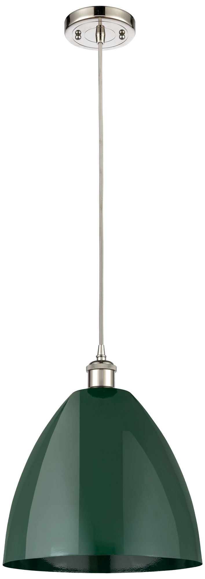 Ballston Plymouth Dome 12"W Polished Nickel Corded Mini Pendant Green